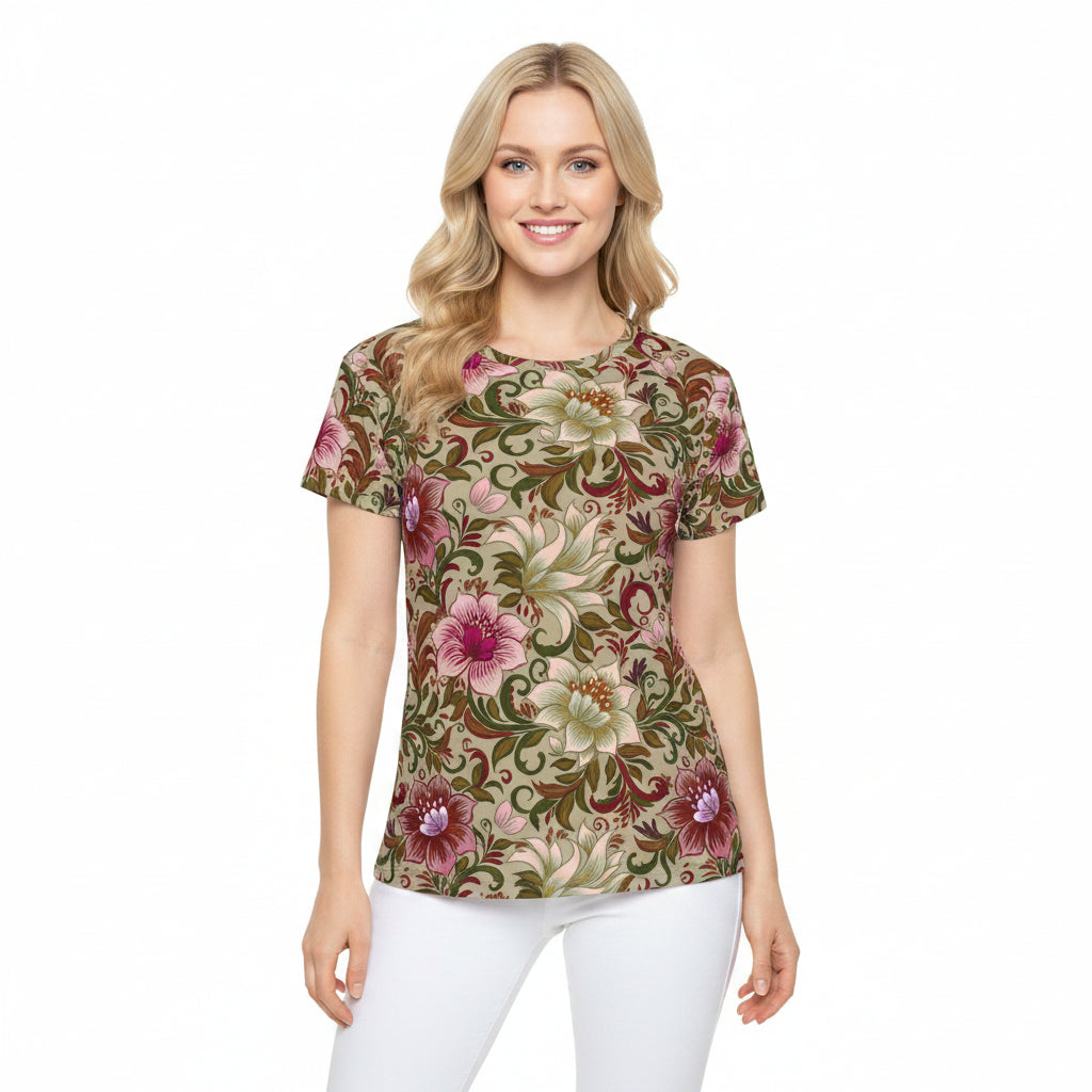 Women Poly Shirt with Floral Print F315