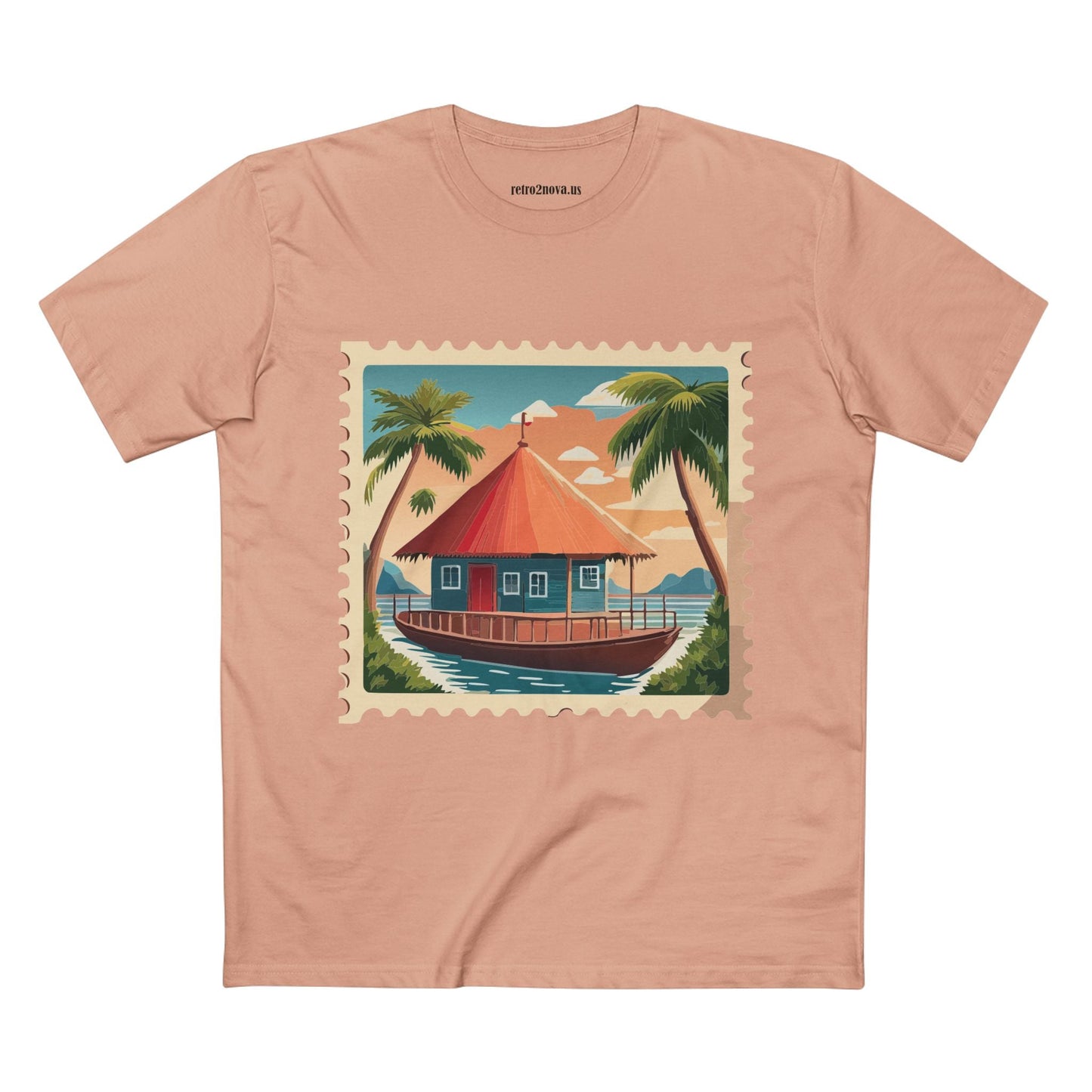 Unisex Postage Stamp Shirt Art Tee Premium Cotton By Retro2Nova Studio Collection