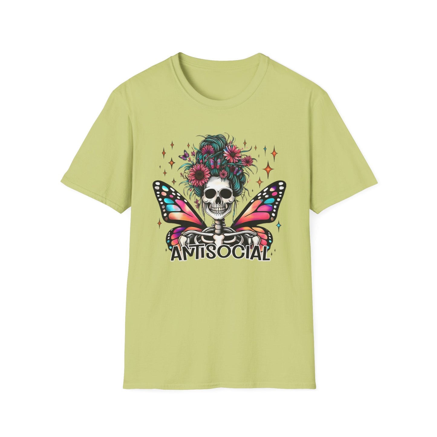 Unisex Skull Graphic Tee Shirt Short Sleeve Skeleton Gildan Softstyle 64000 100 Ring Spun Cotton