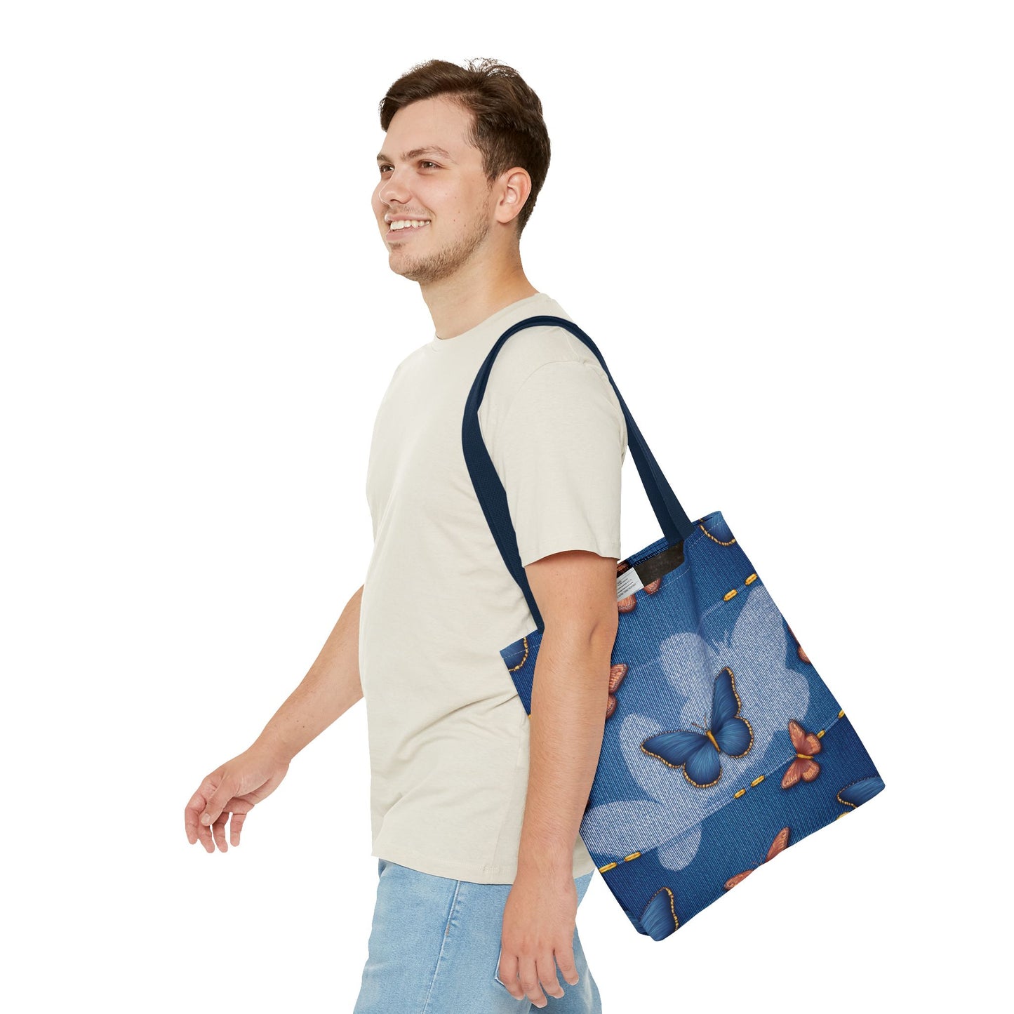 Denim Fabric Imitation Print Unisex Canvas Bag Poly Spun 3 Sizes Tote Bag 176