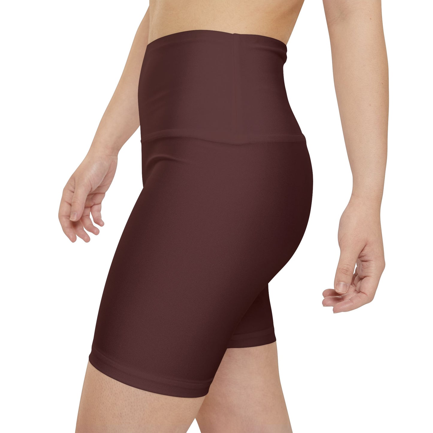 Bordo Espresso Women's High-Waist Workout Shorts — Solid Burgundy Active Biker Shorts