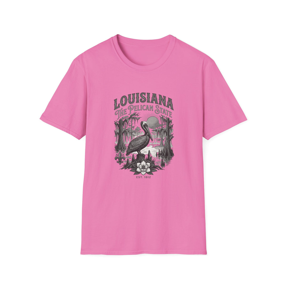 Louisiana Pelican State T-Shirt — Vintage Travel Tourist Graphic Design Unisex 100 Cotton Gildan T-Shirt