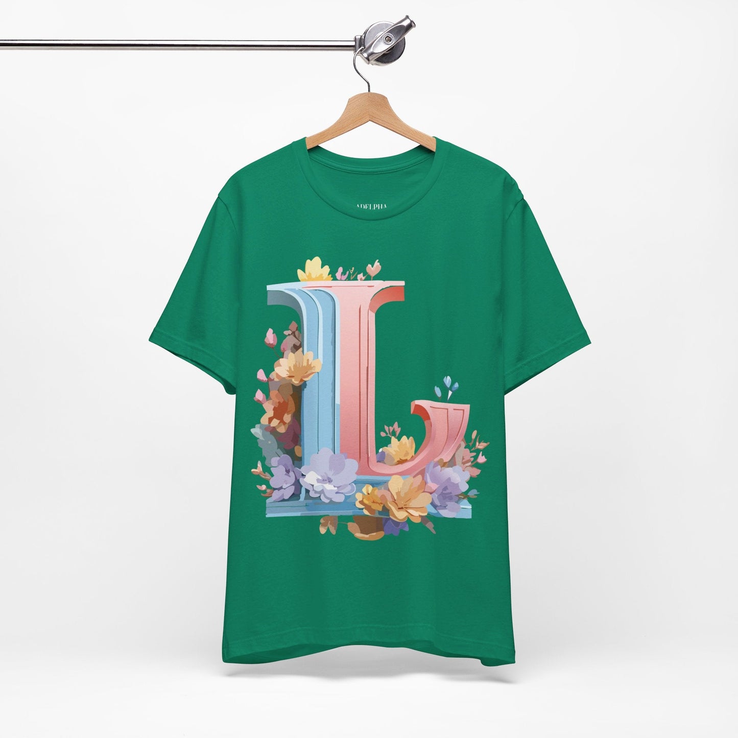 Letter L Shirt Graphic T Shirt Unisex Short Sleeve Vintage Inspired Artwork By Adelpha