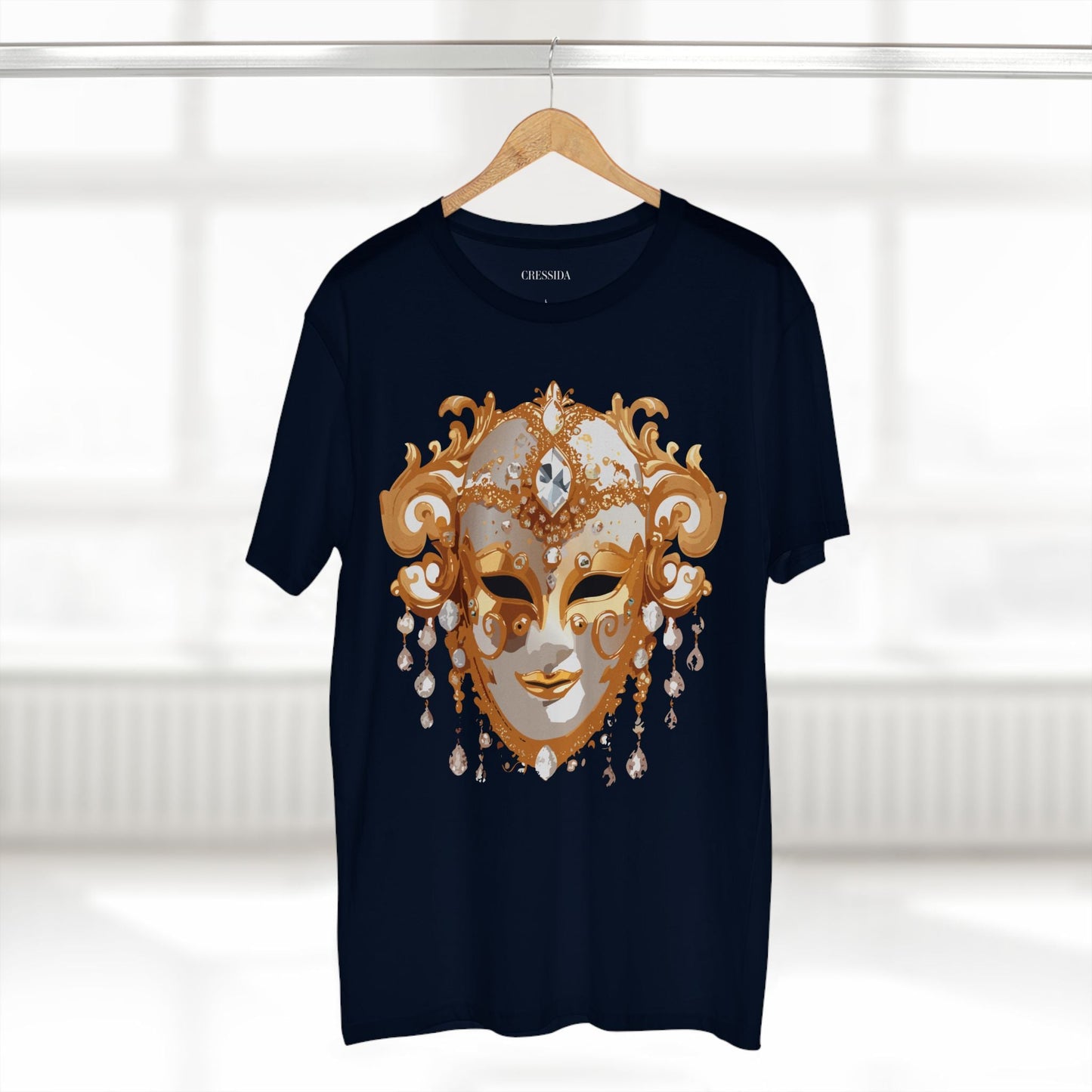 Carnival Mask Graphic T-Shirt Unisex 100 Cotton With Antique Gold Art Design Tee 24