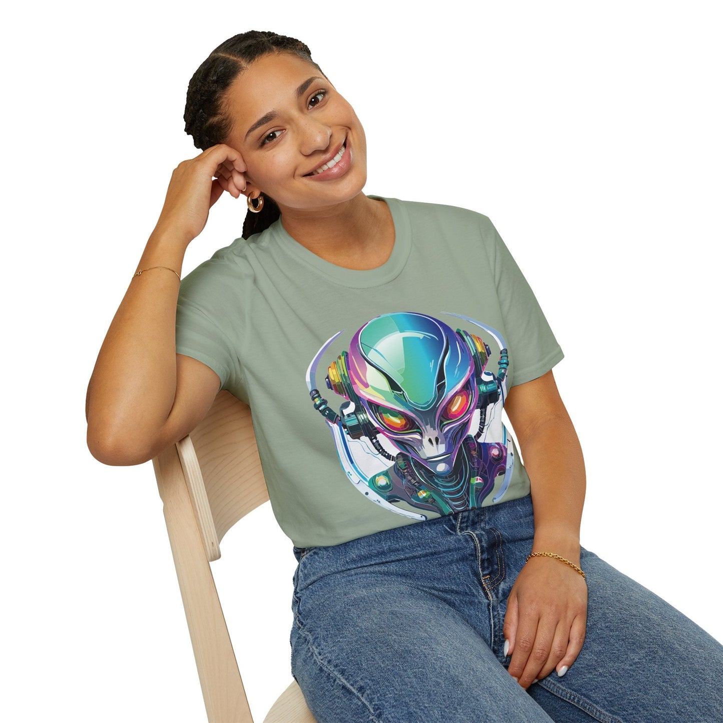 Alien Cosmos T Shirt Unisex Softstyle 64000 Tee With Alien Space Design 100 Percent Ringspun Cotton