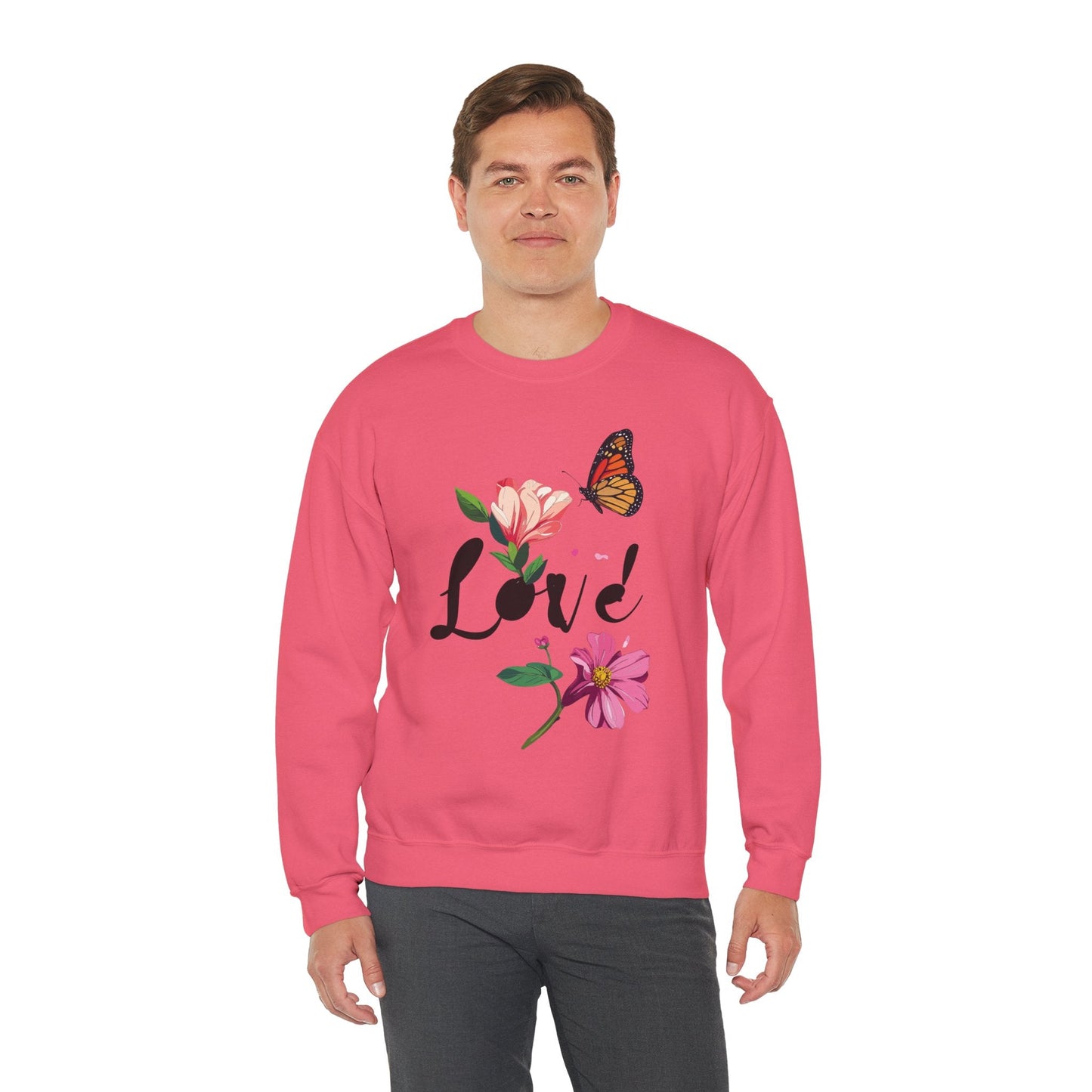 Floral Love Butterfly Sweatshirt For Valentines Day Unisex Heavy Blend Cozy Crewneck