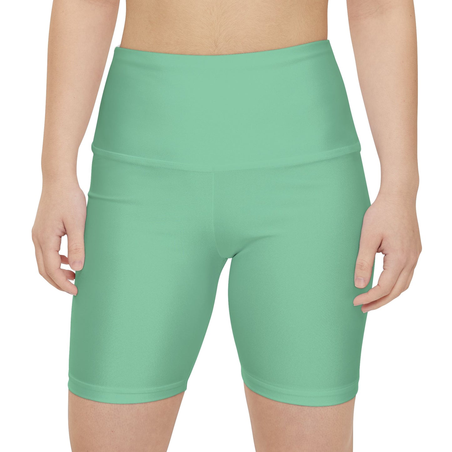 Muted Seaweed Green Women's Mint High-Waist Workout Shorts - Biker Athletic Yoga Gym Activewear