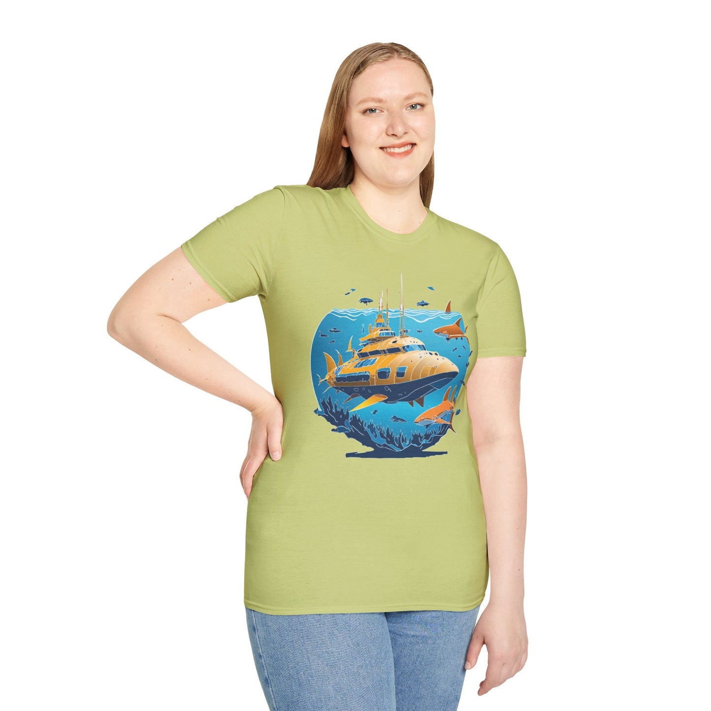 Ocean T Shirt Unisex Gildan Softstyle 64000 100 Percent Cotton Ring Spun U Boat Design Graphic
