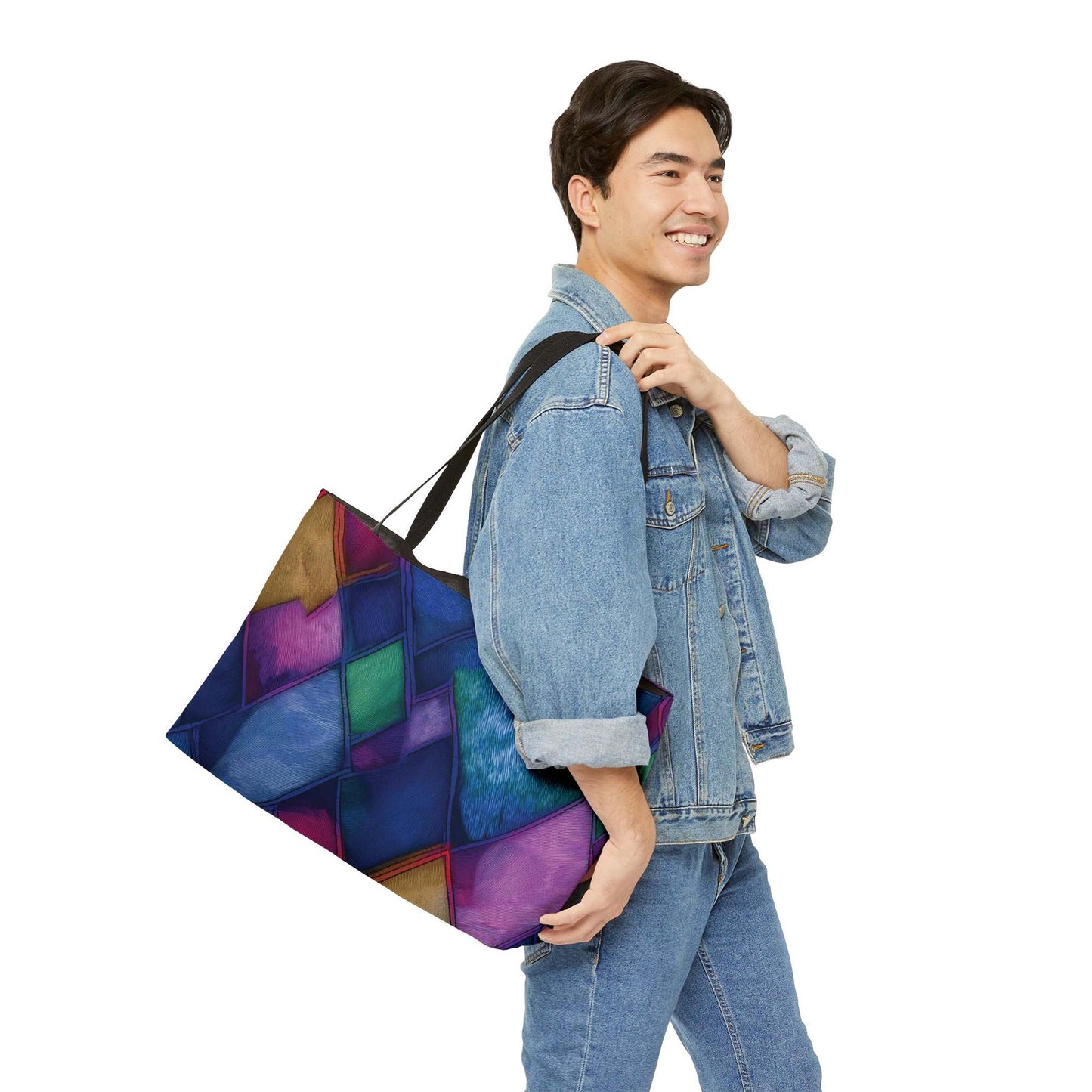 Denim Color Imitation Print Unisex  Weekender Bag  Spun Polyester 24x13 Canvas Bag 12