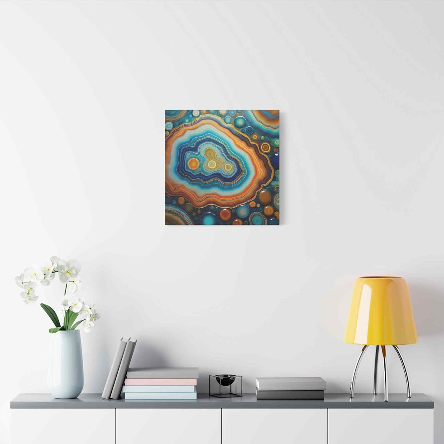Agate Stone Graphic Print Canvas, Oil Paint Print 20x20, 24x24, 30x30, 32x32, 36x36 Canvas Pine-Wood Inner Frame MC-190