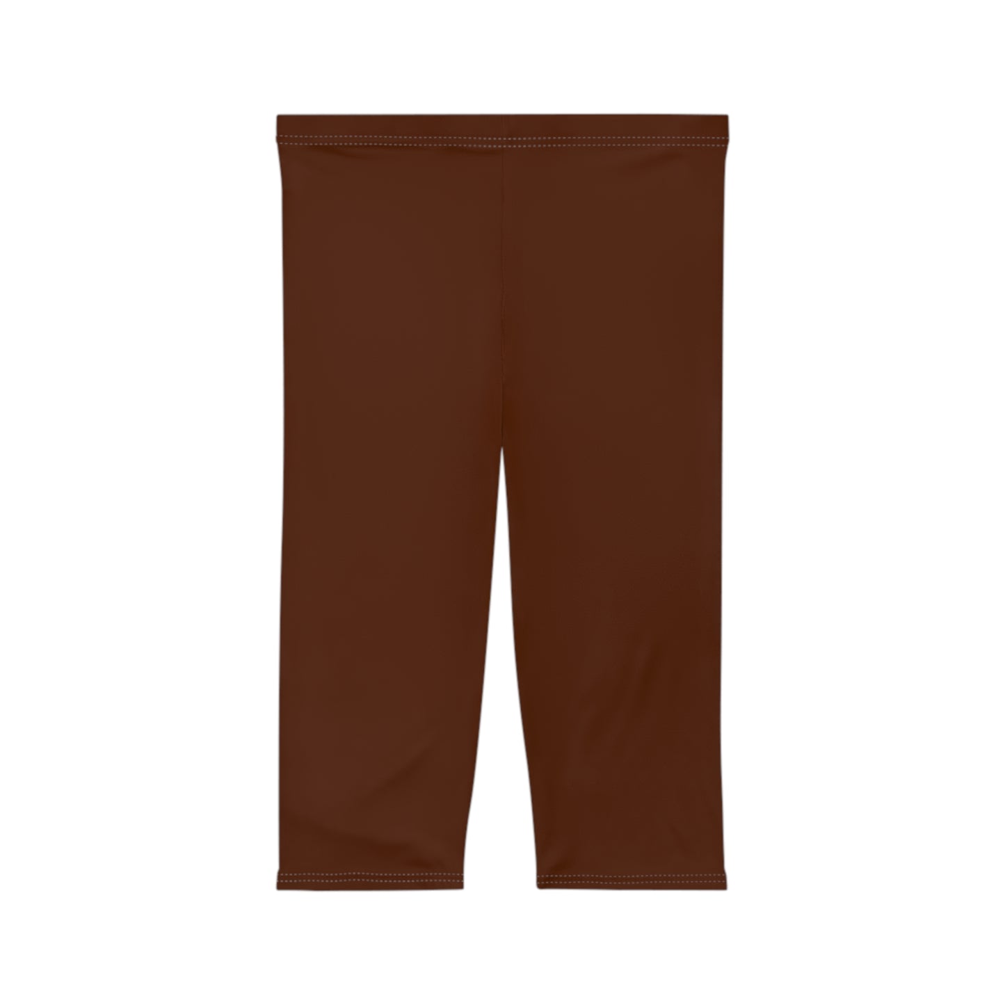Dark Red Walnut Color Women's Brushed Suede Poly Span Casual Capri Leggings XS-2XL