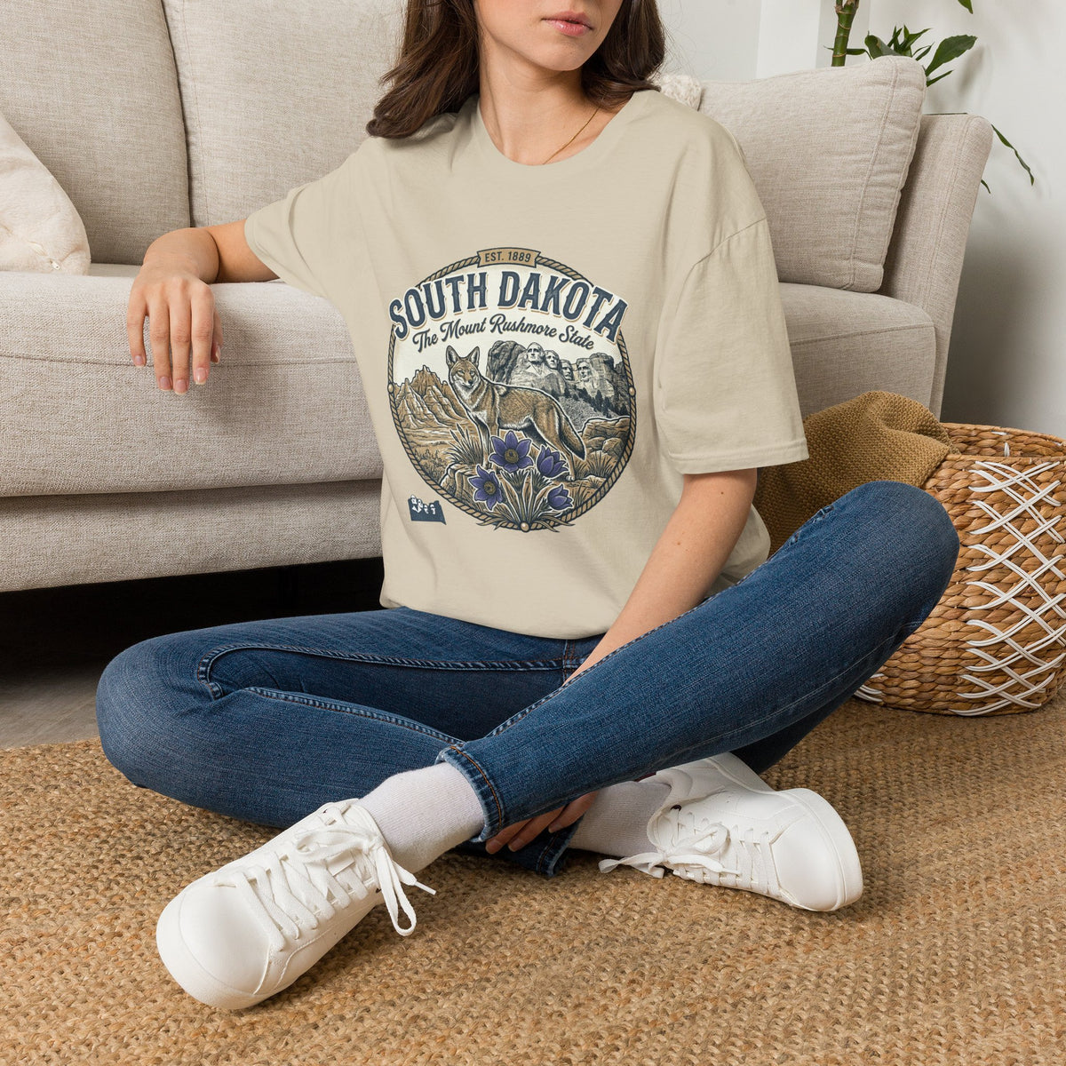 South Dakota Wildlife Tee – State Prairie Flowers Travel Tourist Graphic Tee Unisex 100 Cotton Gildan T-Shirt