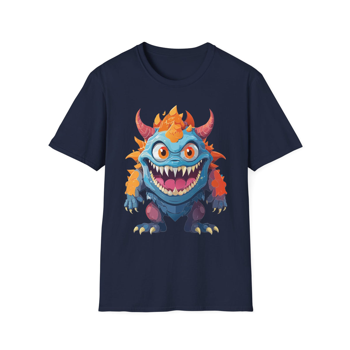 Cute Colorful Monster T-Shirt — Fun Cartoon Demon Cartoon Graphic Tee Unisex 100 Cotton Gildan T-Shirt