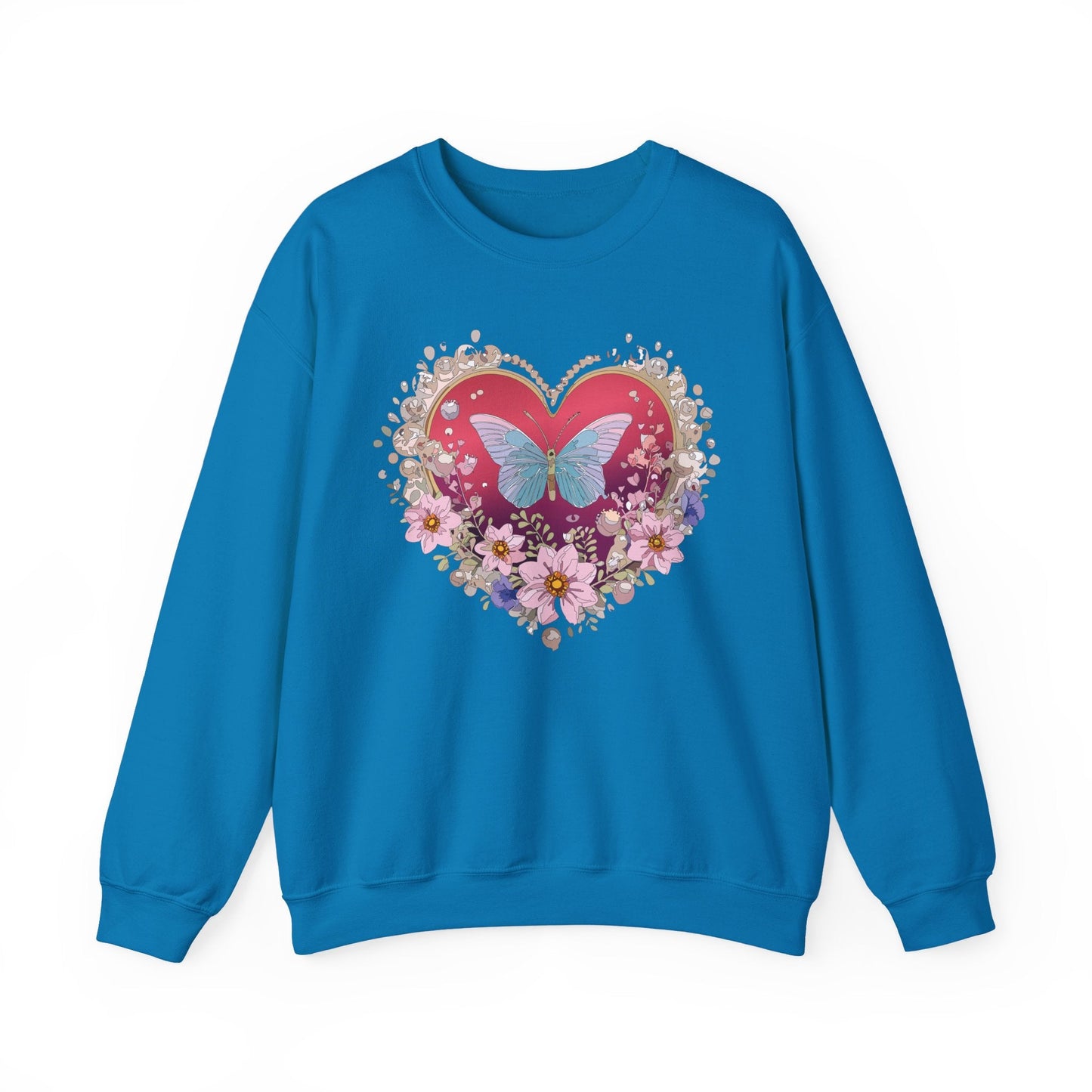 Floral Heart Sweatshirt For Valentines Day Unisex Floral Love Crewneck Sweatshirt
