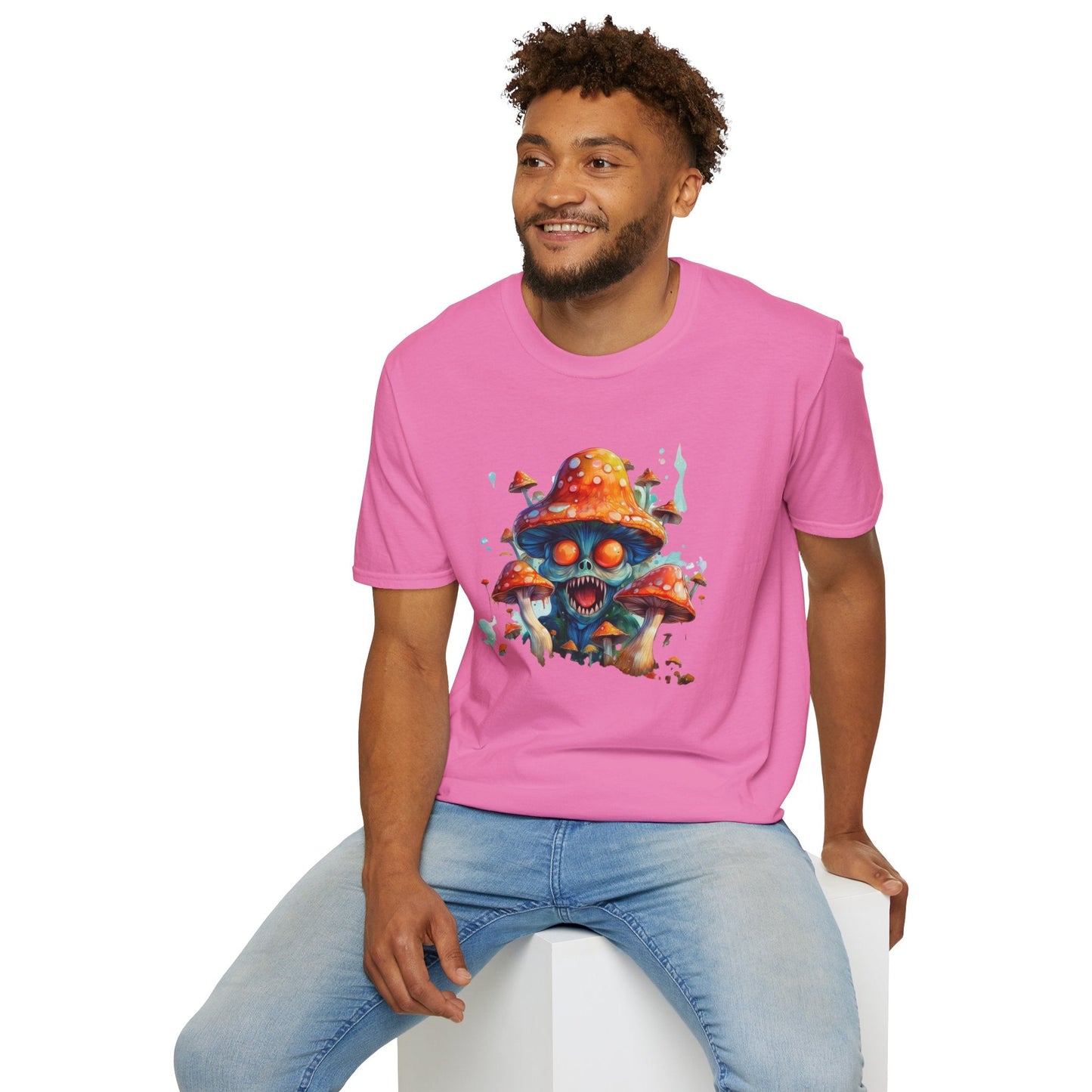 Funny Mashroom Graphic Unisex Softstyle Cotton With Cartoon Illustration Design 5