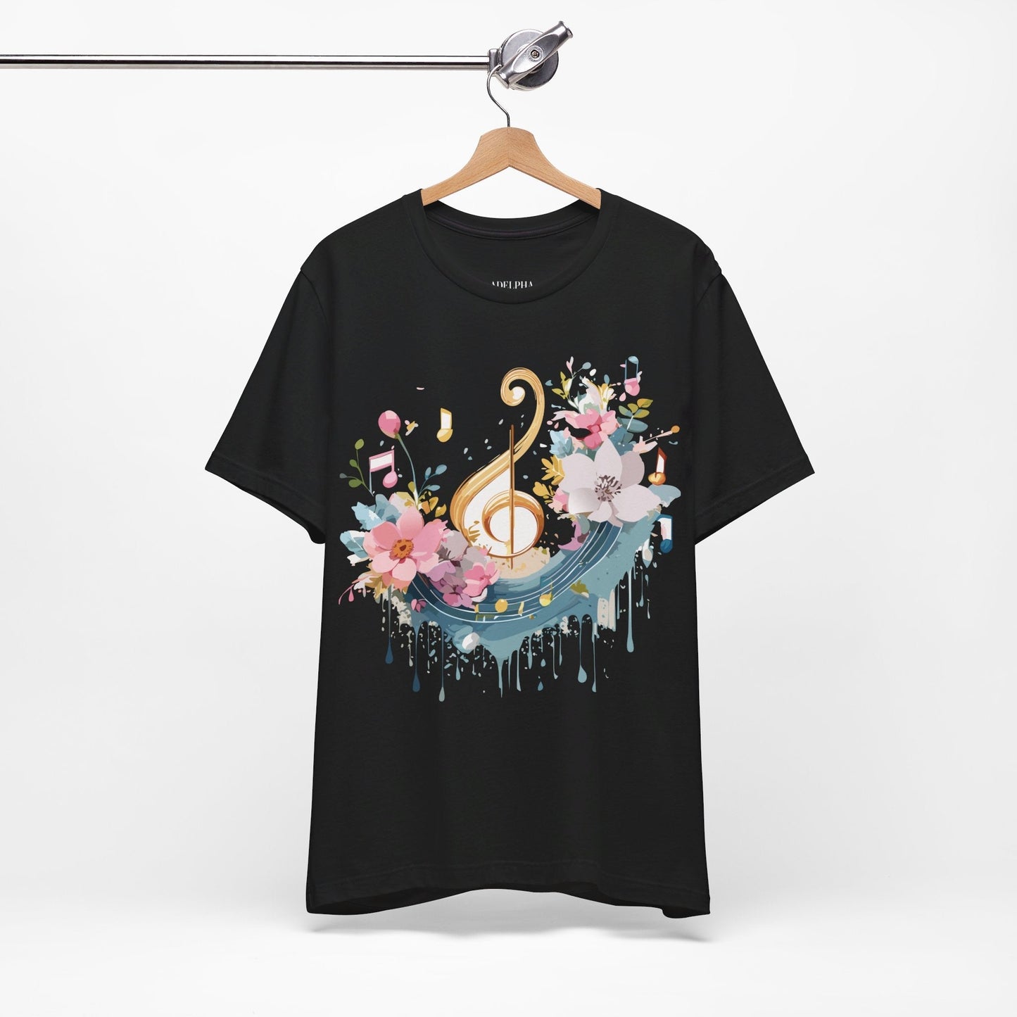 Music Graphic Unisex 100 Cotton Vintage Art with Musical Elements Tee 65