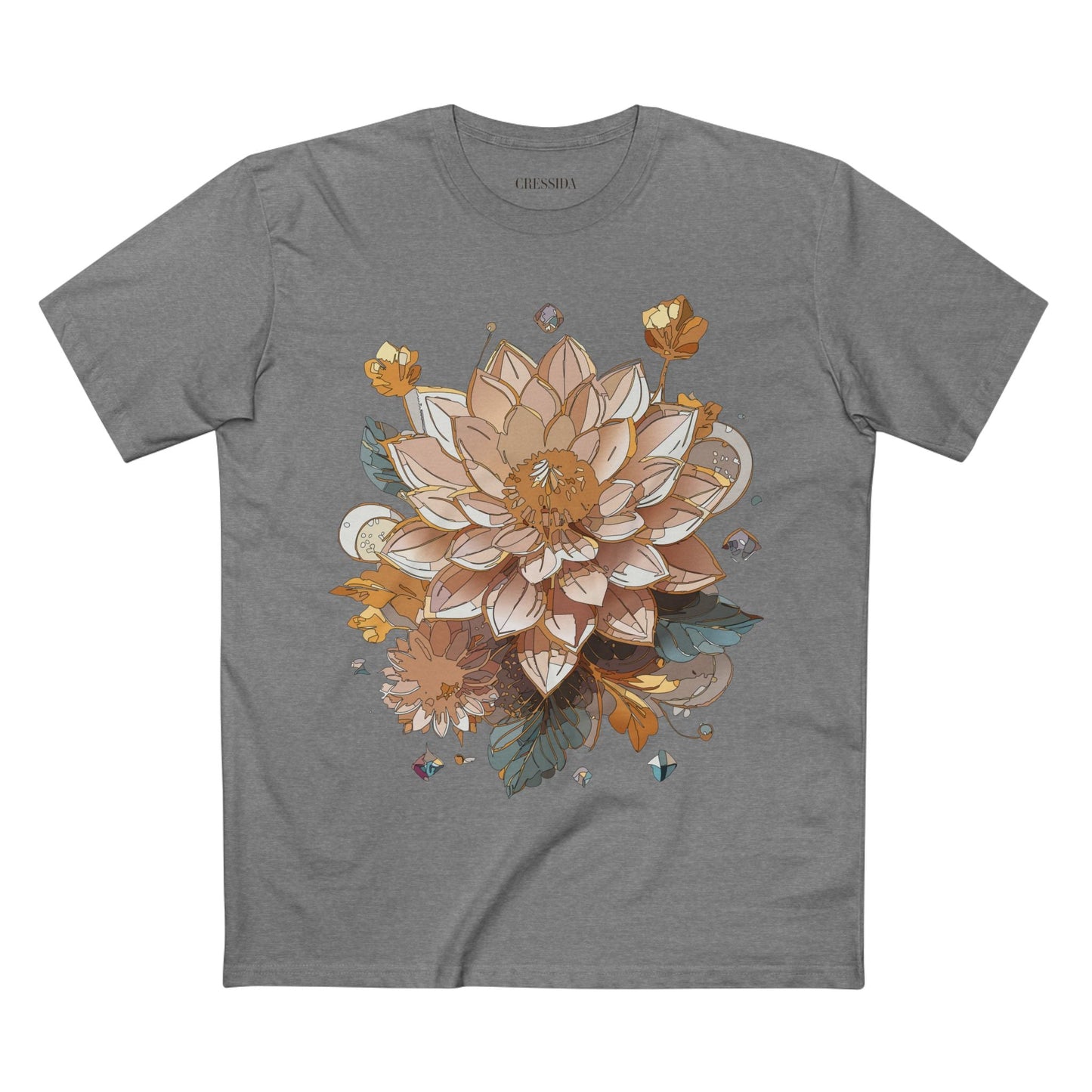 Floral Graphic T-Shirt Unisex 100 Cotton Art Design with Antique Flowers Tee 9