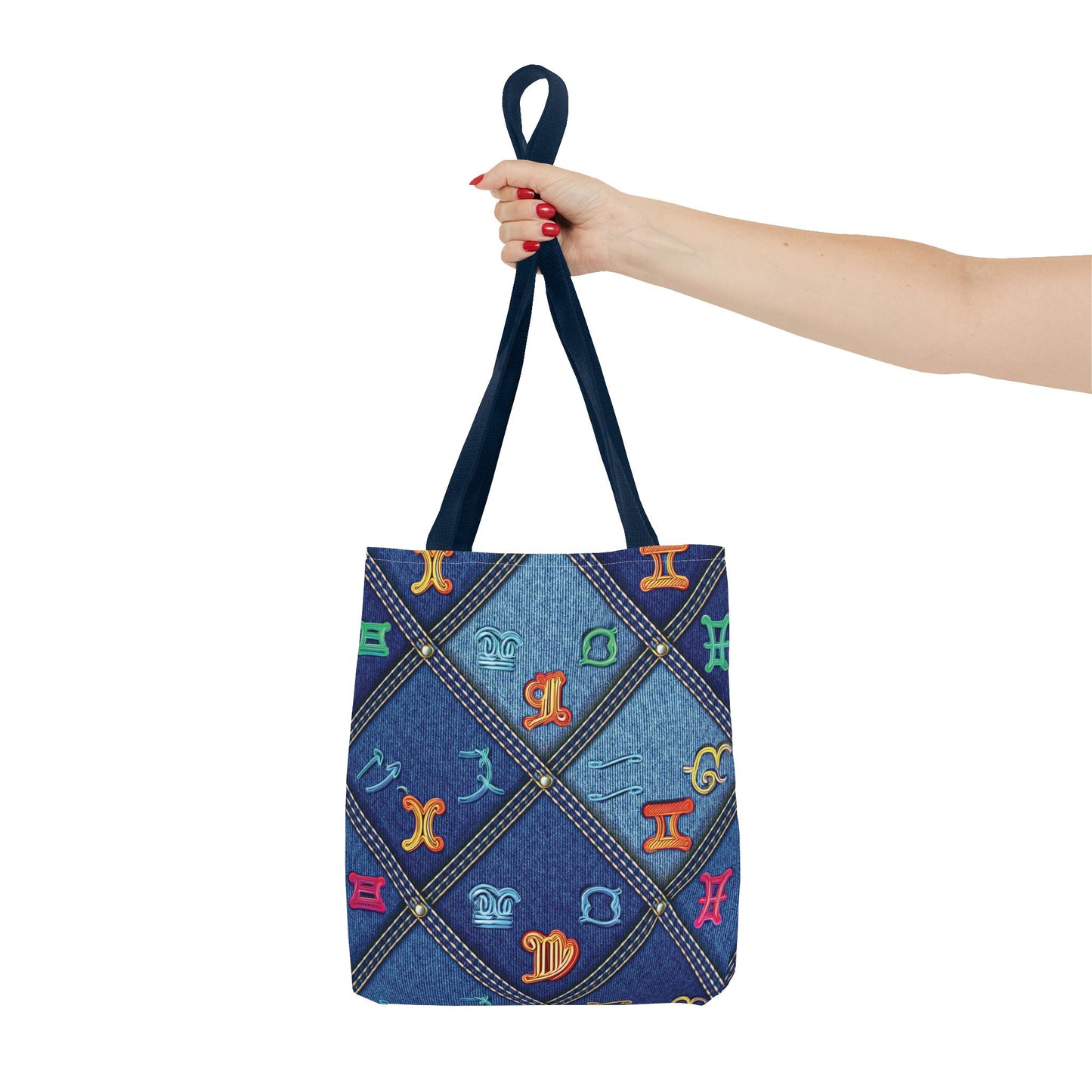 Denim Fabric Imitation Print Unisex Canvas Bag Poly Spun 3 Sizes Tote Bag 184-8