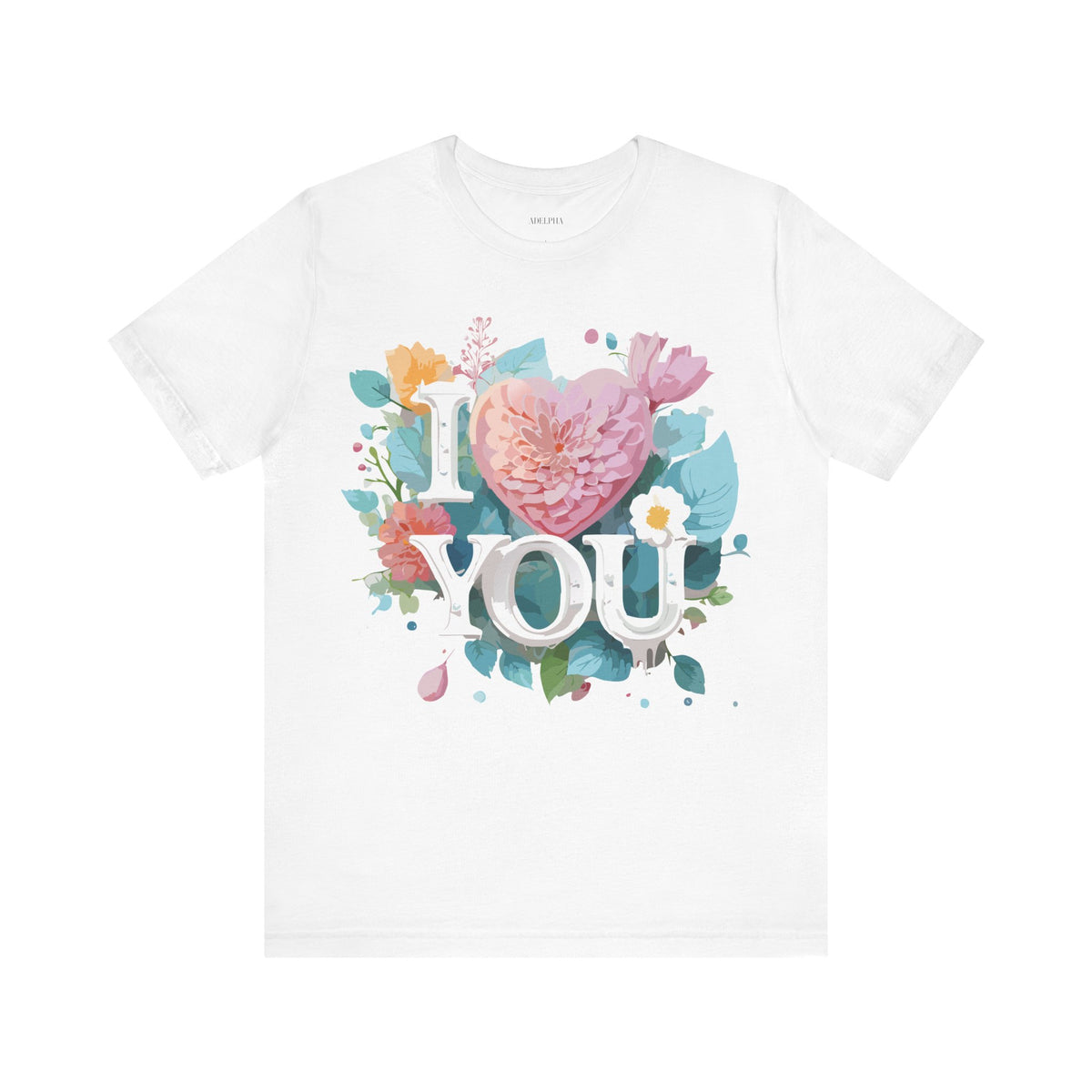 Valentine's Day Graphic Unisex Cotton Bella+Canvas Tee with Floral Art Design d103