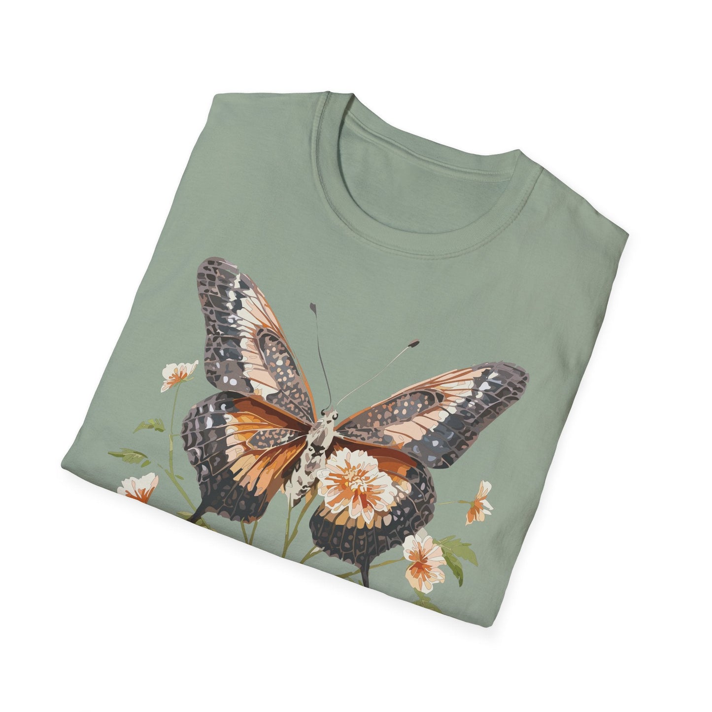 Butterfly T Shirt Unisex Softstyle Gildan 64000 Cotton Tee Monarch Print Comfort