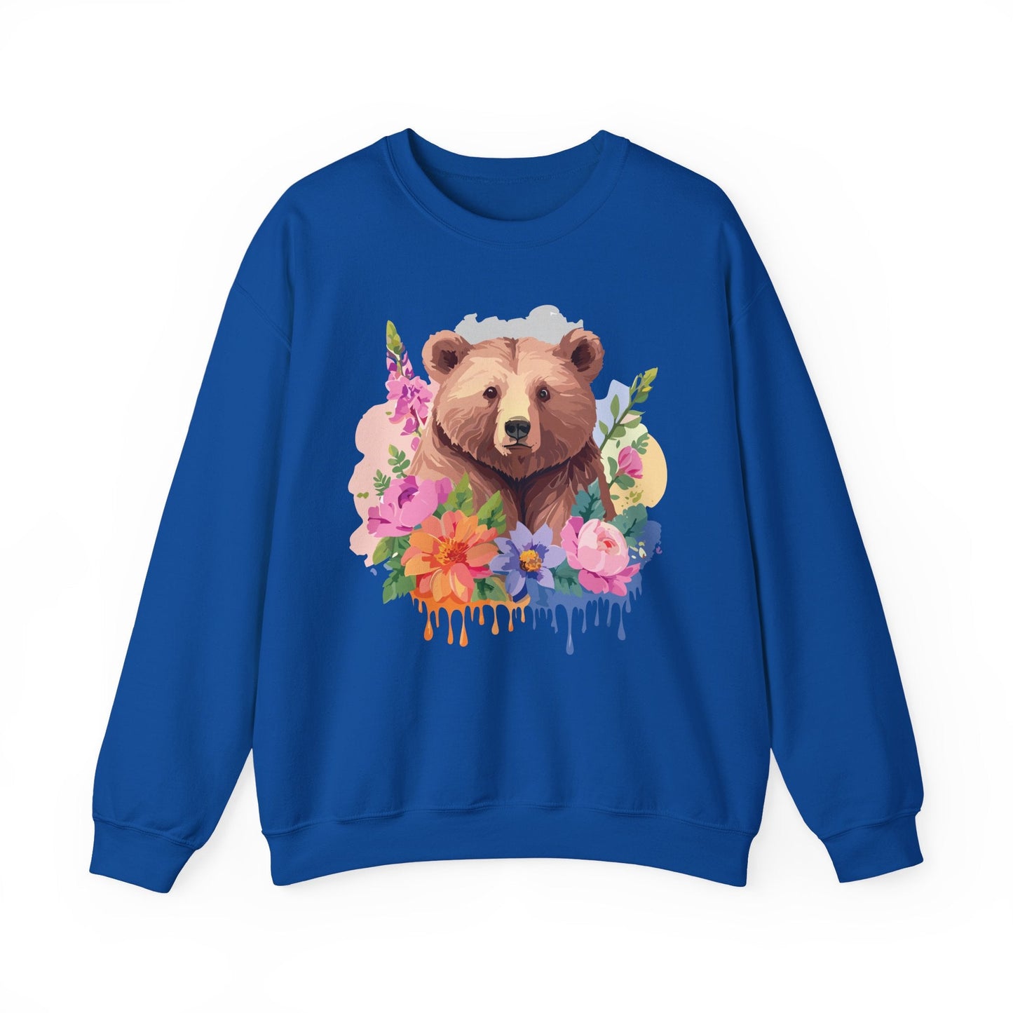 Unisex Floral Bear Sweatshirt With Art Design Animals Print Graphic