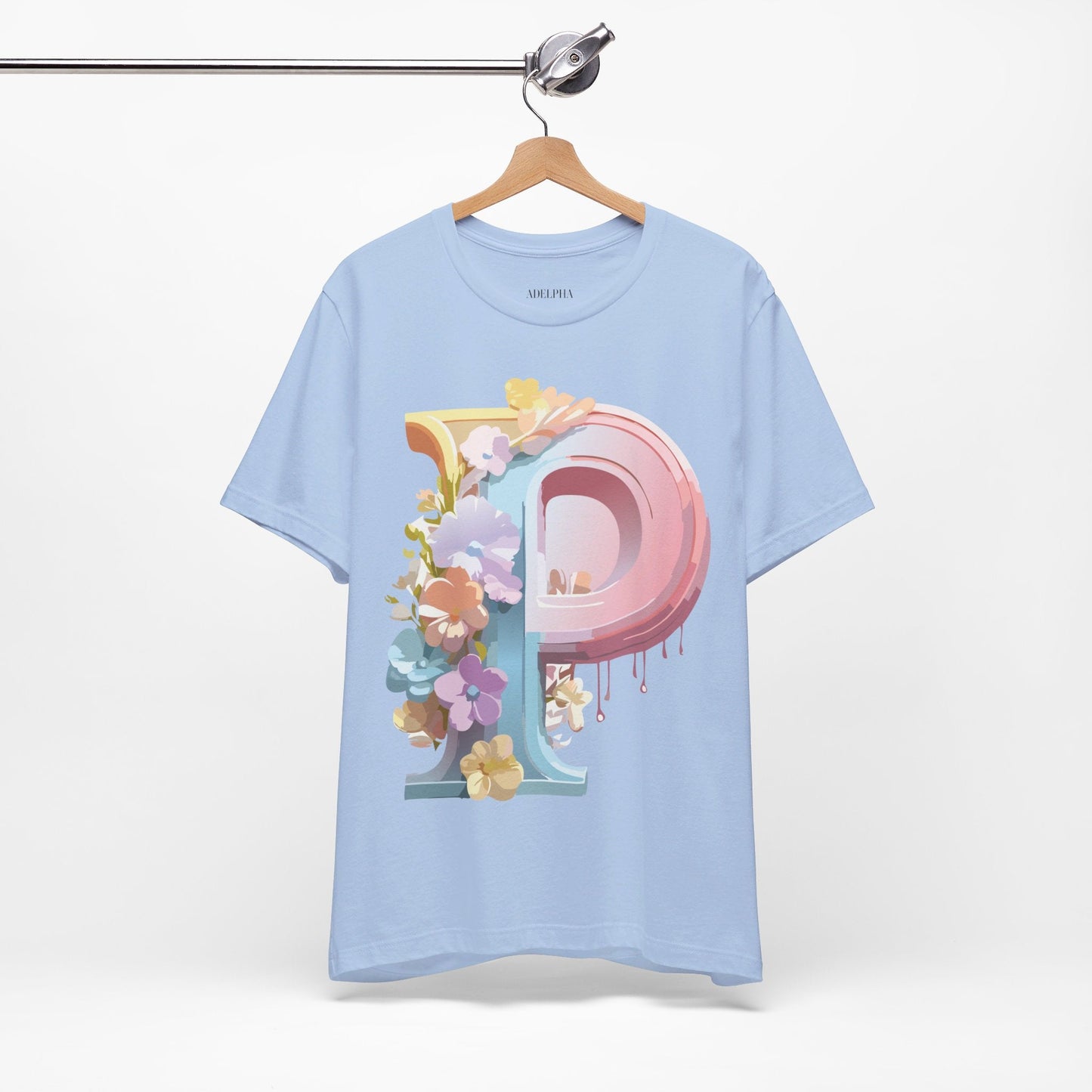 Adelpha Letter P Graphic Tee Unisex Vintage Inspired Art Design Jersey Short Sleeve Shirt