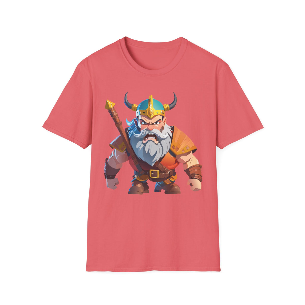 Angry Viking Warrior T-Shirt | Cartoon Norse Helmet Axe