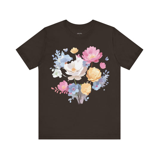 Floral Graphic Unisex Cotton Bella+Canvas Tee with Flowers Art Design n118