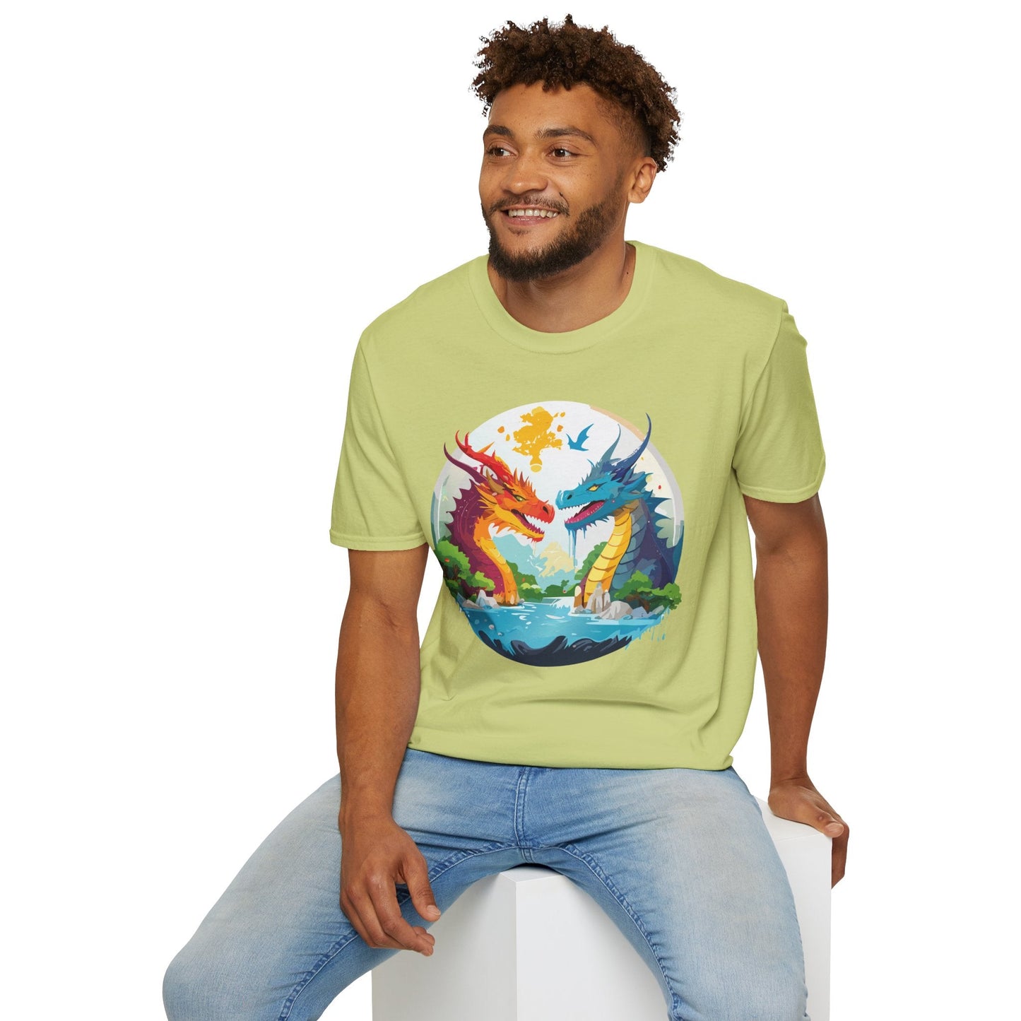 Dragon Graphic Unisex Cotton Softstyle Art Design Tee With Animals 16