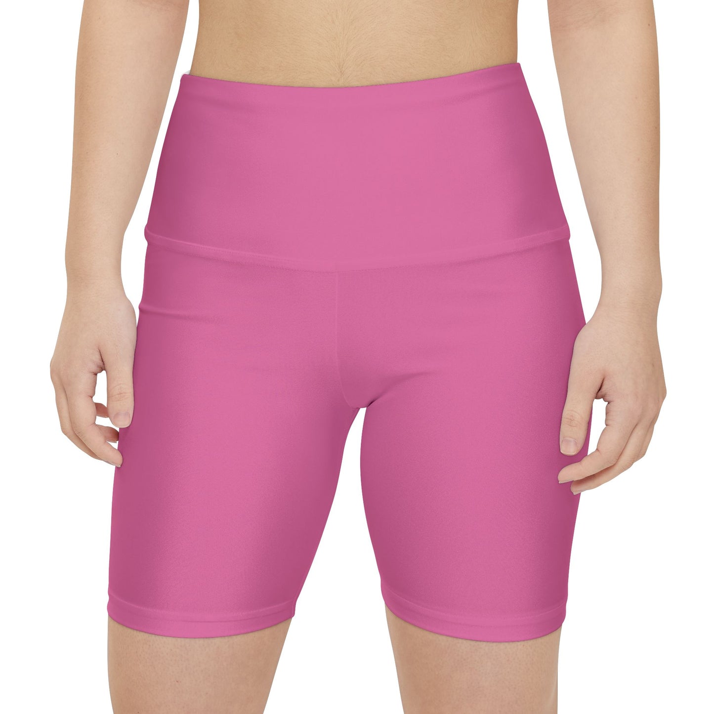 Sweet Peony Pink Women's Workout Shorts — Solid High-Waist Biker Shorts for Exercise & Everyday Wear