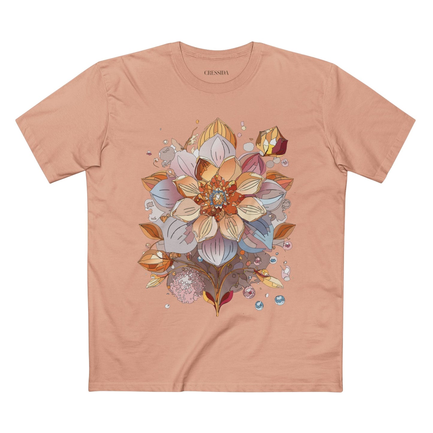 Floral Graphic T-Shirt Unisex 100 Cotton Art Design with Antique Flowers Tee 5
