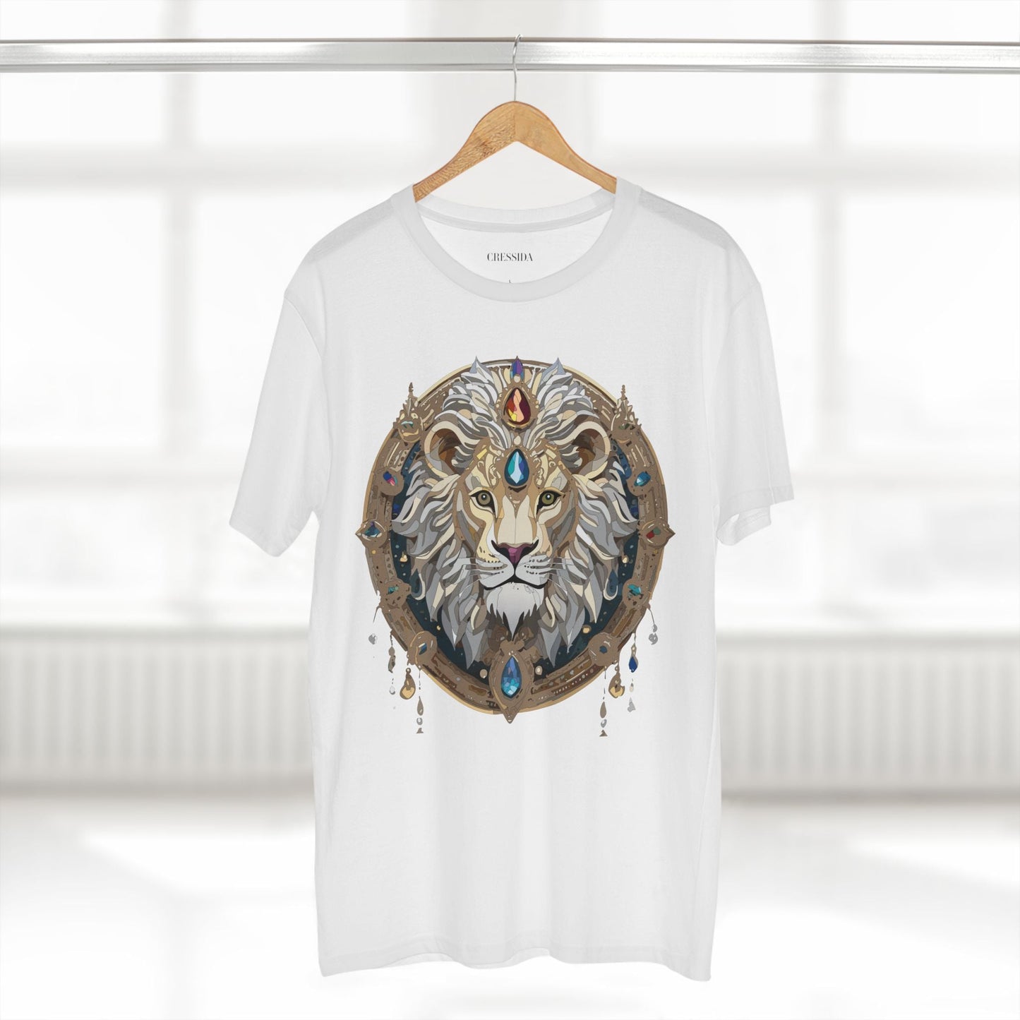 Lion Graphic Unisex 100 Cotton Tee With Unique Animal Golden Medallion Art Design 59