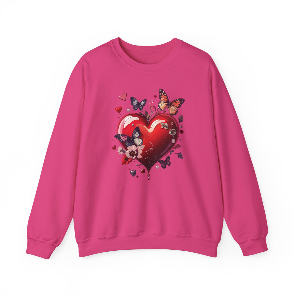 Big Red Heart Sweatshirt, Floral Red Heart Sweatshirt, Floral Love Sweatshirt, Valentine's Day Sweatshirt, Heart Floral Sweatshirt 105
