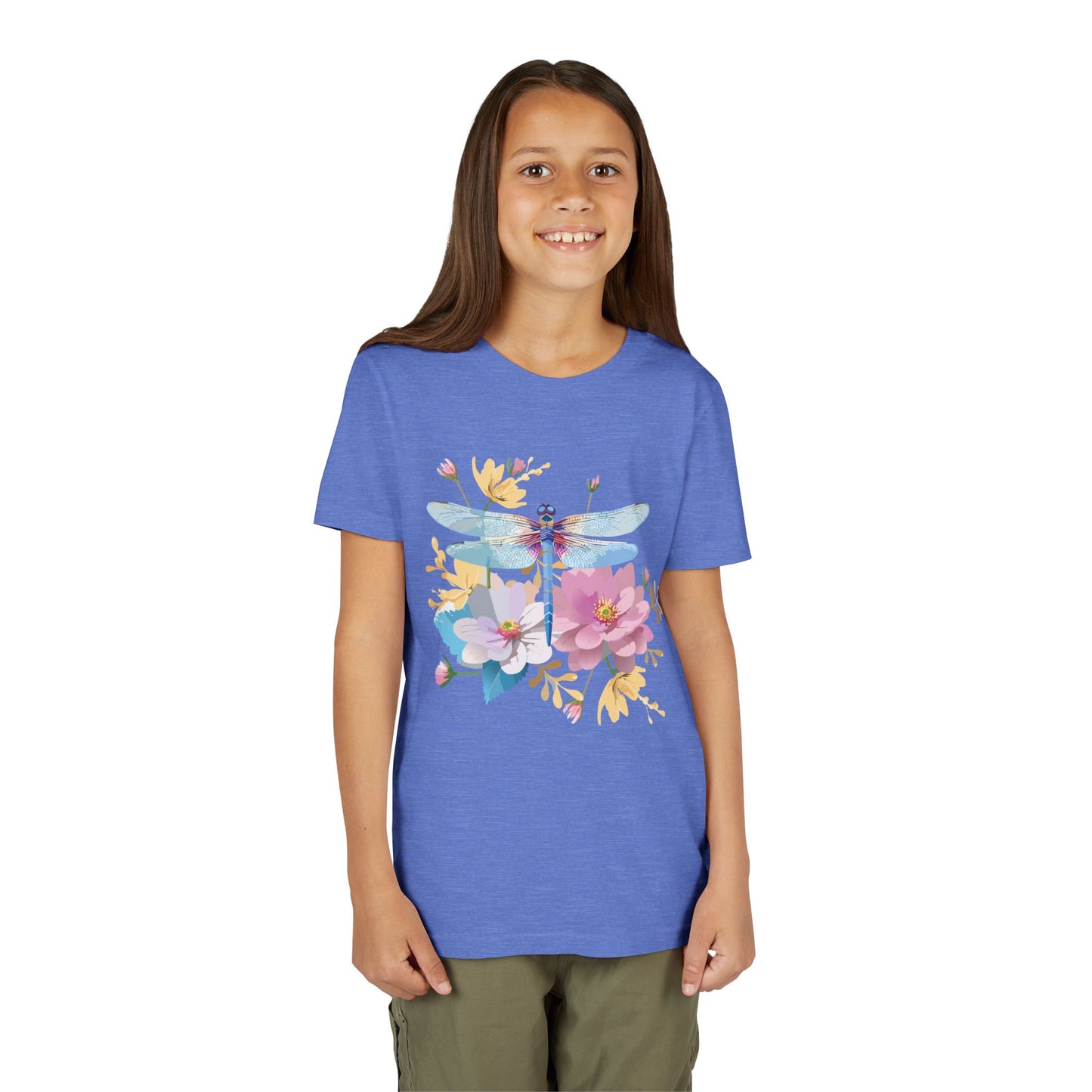 Dragonfly Blossom Youth Tee - Colorful Short Sleeve T-Shirt for Spring Celebrations (9-14)