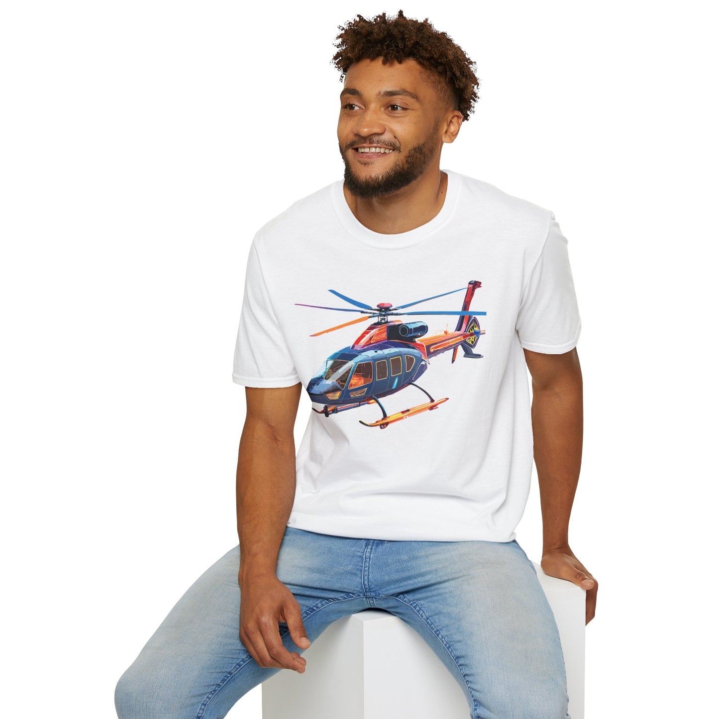 Chopper Helicopter Graphic T Shirt Unisex Softstyle Cotton Short Sleeve Artwork Design