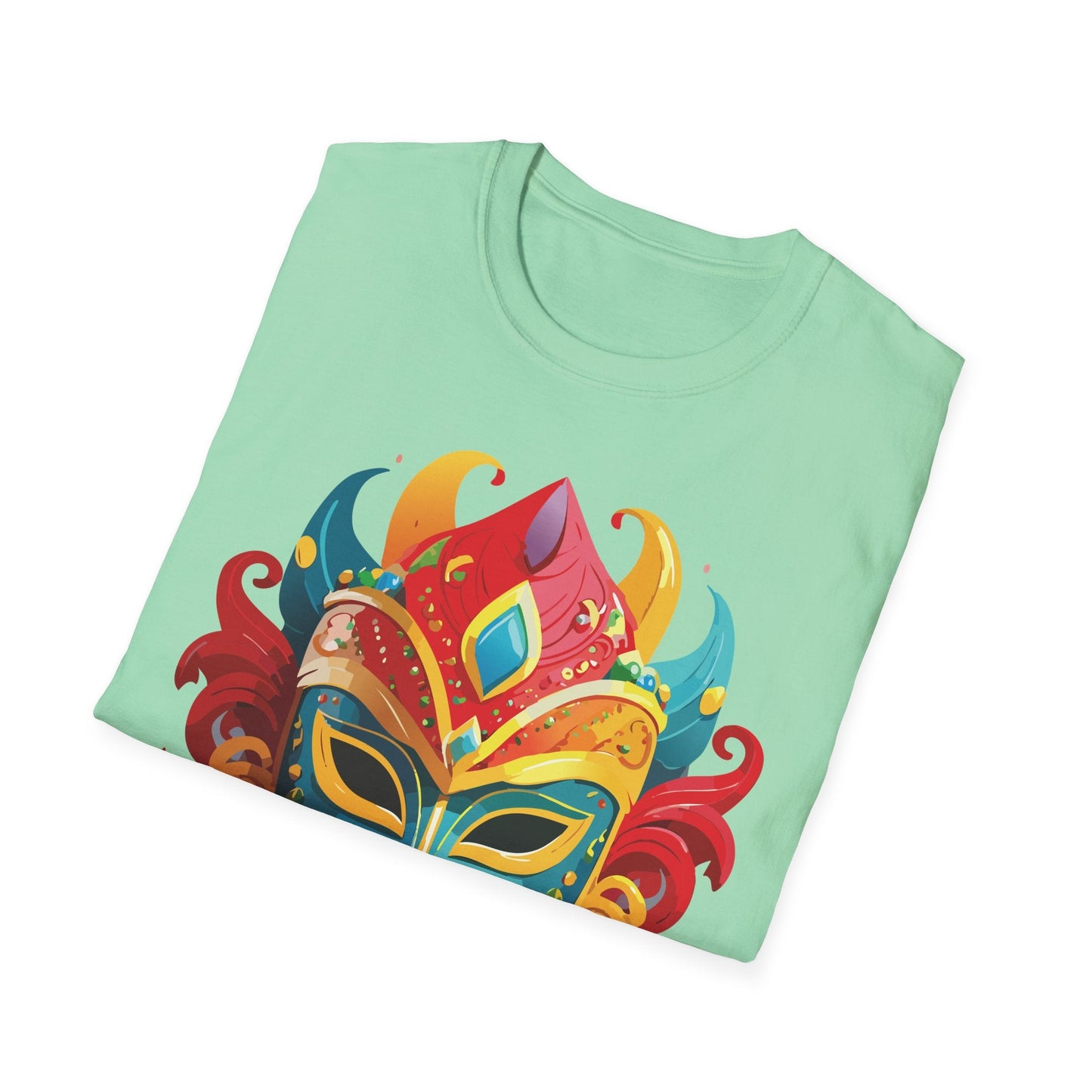 Unisex Mask Tee Shirt Gildan Softstyle 64000 Ring Spun Cotton Breathable Masquerade Design