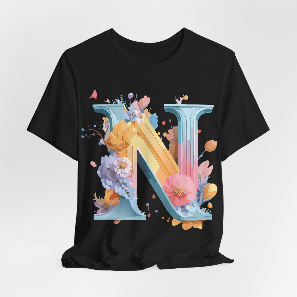 Letter N Graphic Unisex Cotton Bella+Canvas Tee with Art Letter Design