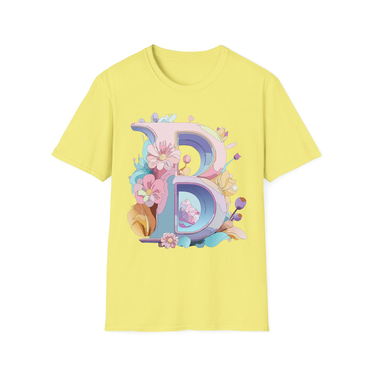 Floral Letter B T-Shirt | Pastel Floral Monogram Tee