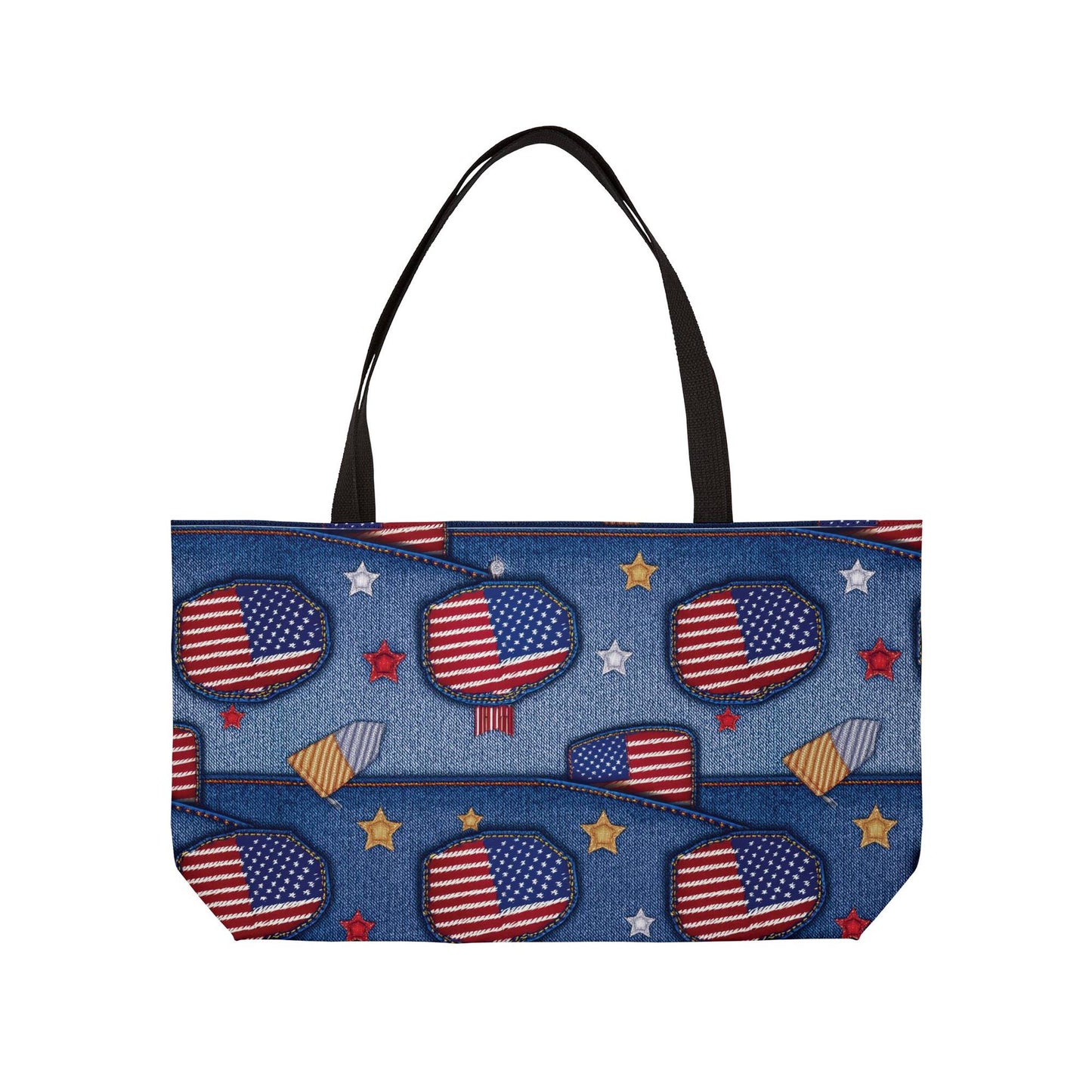 US Flag Denim Color Imitation Print Unisex  Yoga Bag   Spun Poly 24x13 Canvas Bag 65