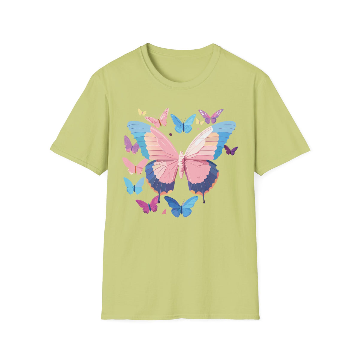 Butterfly Cluster T-Shirt — Pastel Pink & Blue Butterfly Graphic Tee Unisex 100 Cotton Gildan T-Shirt