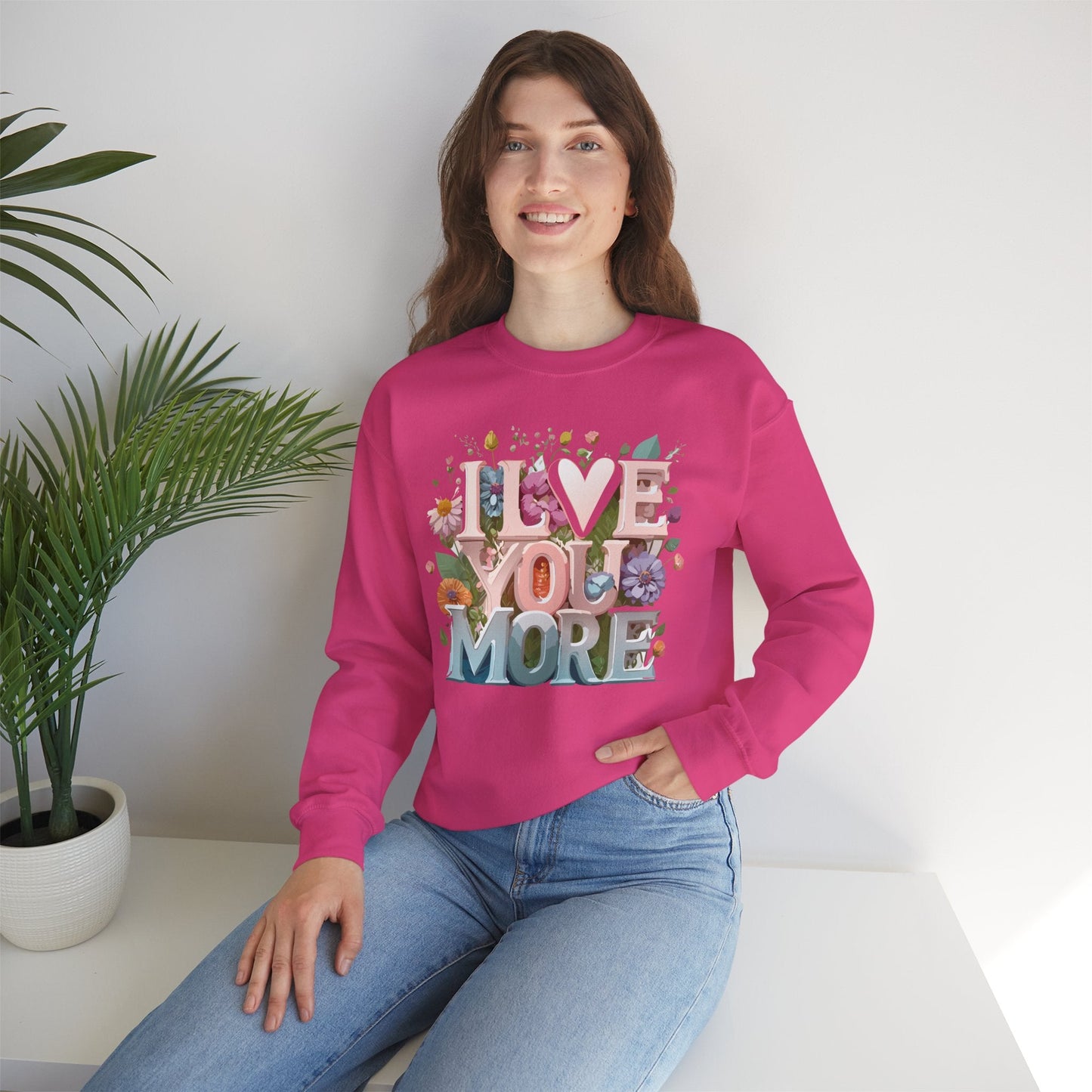 Floral Love Sweatshirt Unisex Crewneck Valentine Day Floral Print Cozy Winter Wear