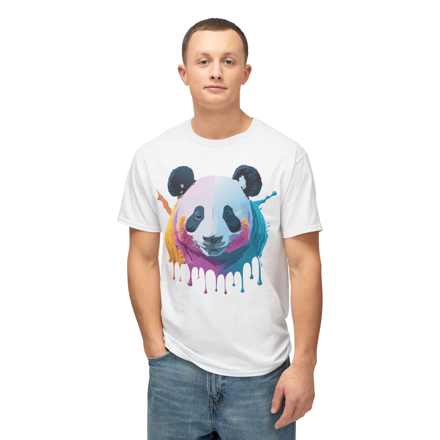 Unisex Panda Art Tee With Floral Print Premium Vintage Style HD Cotton Shirt Comfortable