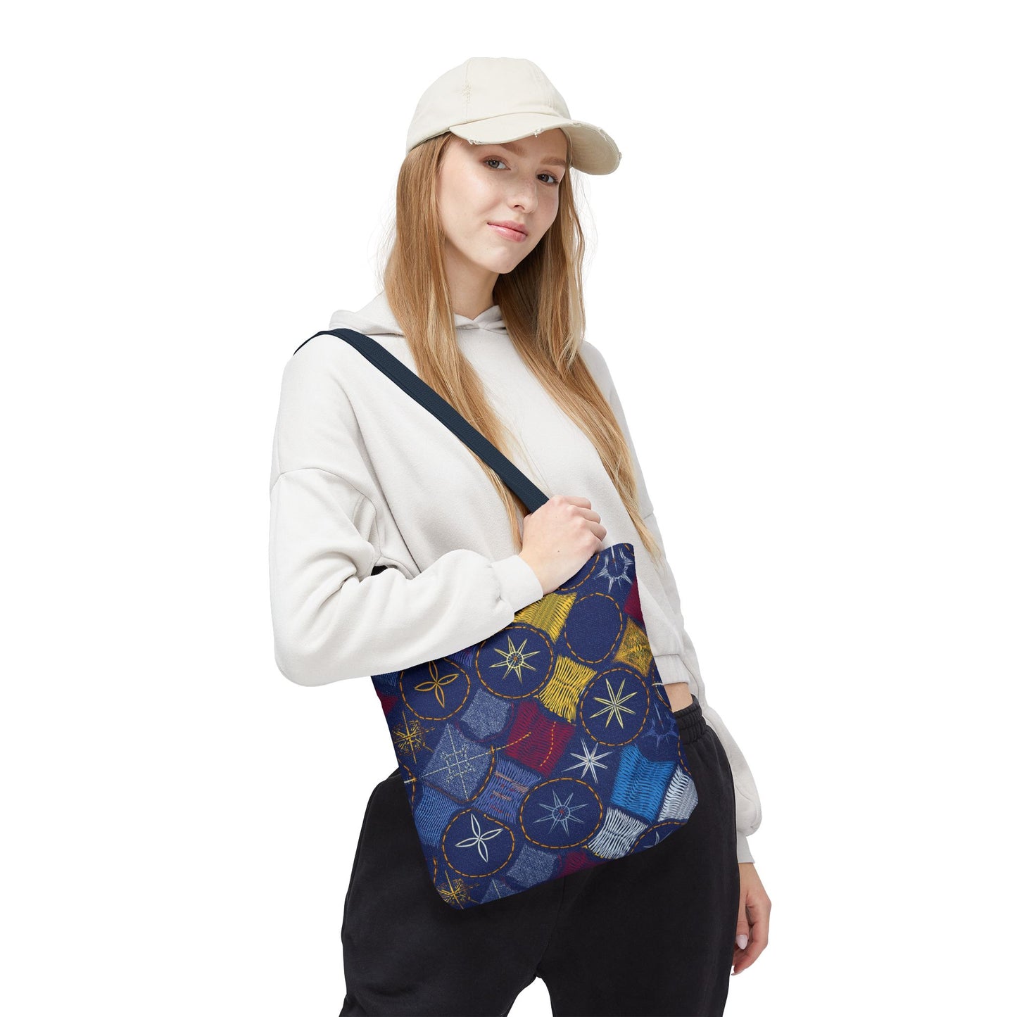 Denim Fabric Imitation Print Unisex Canvas Bag Poly Spun 3 Sizes Tote Bag 183-5