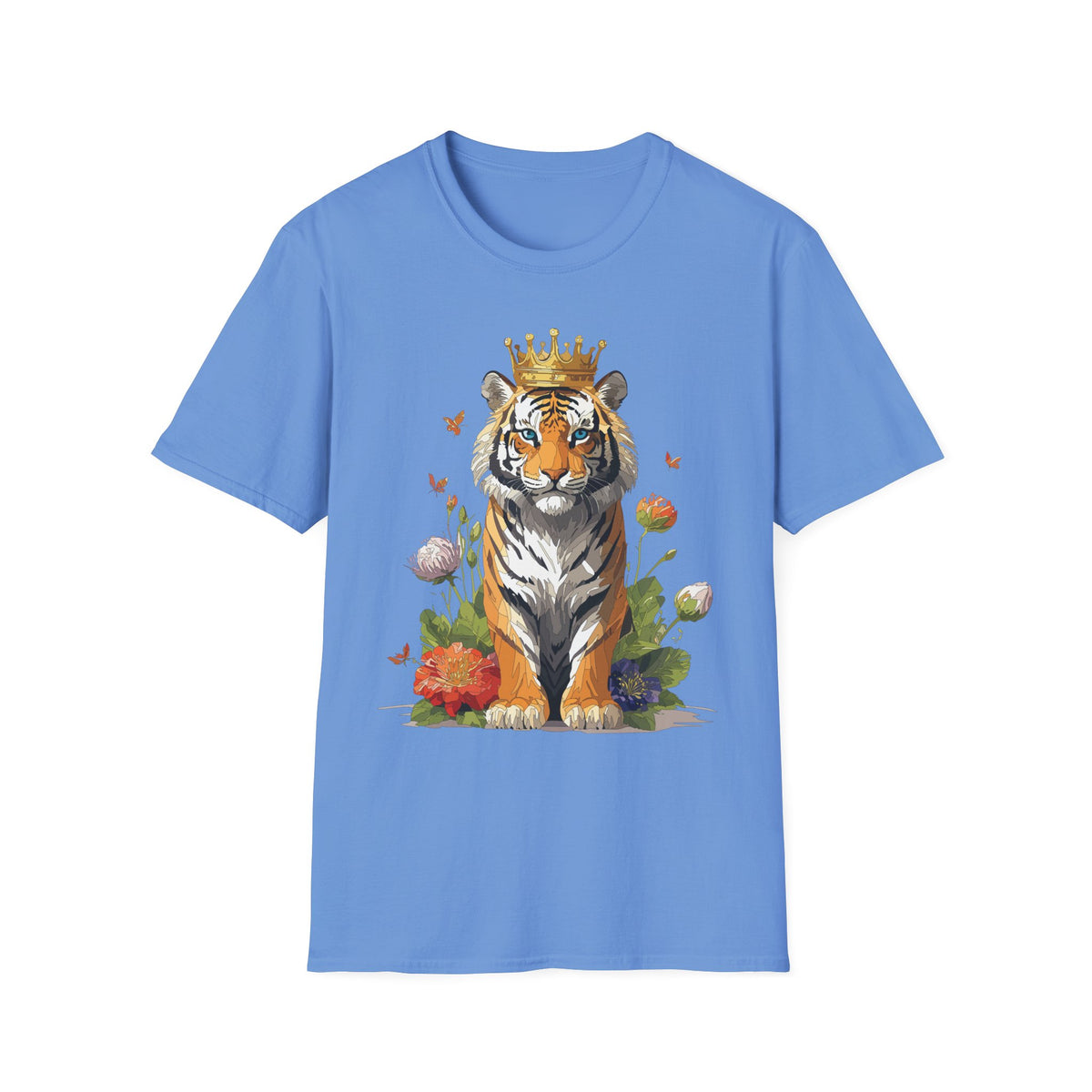 Crowned Tiger Illustration T-Shirt | Royal Wildlife Art - Unisex 100 Cotton Gildan 64000