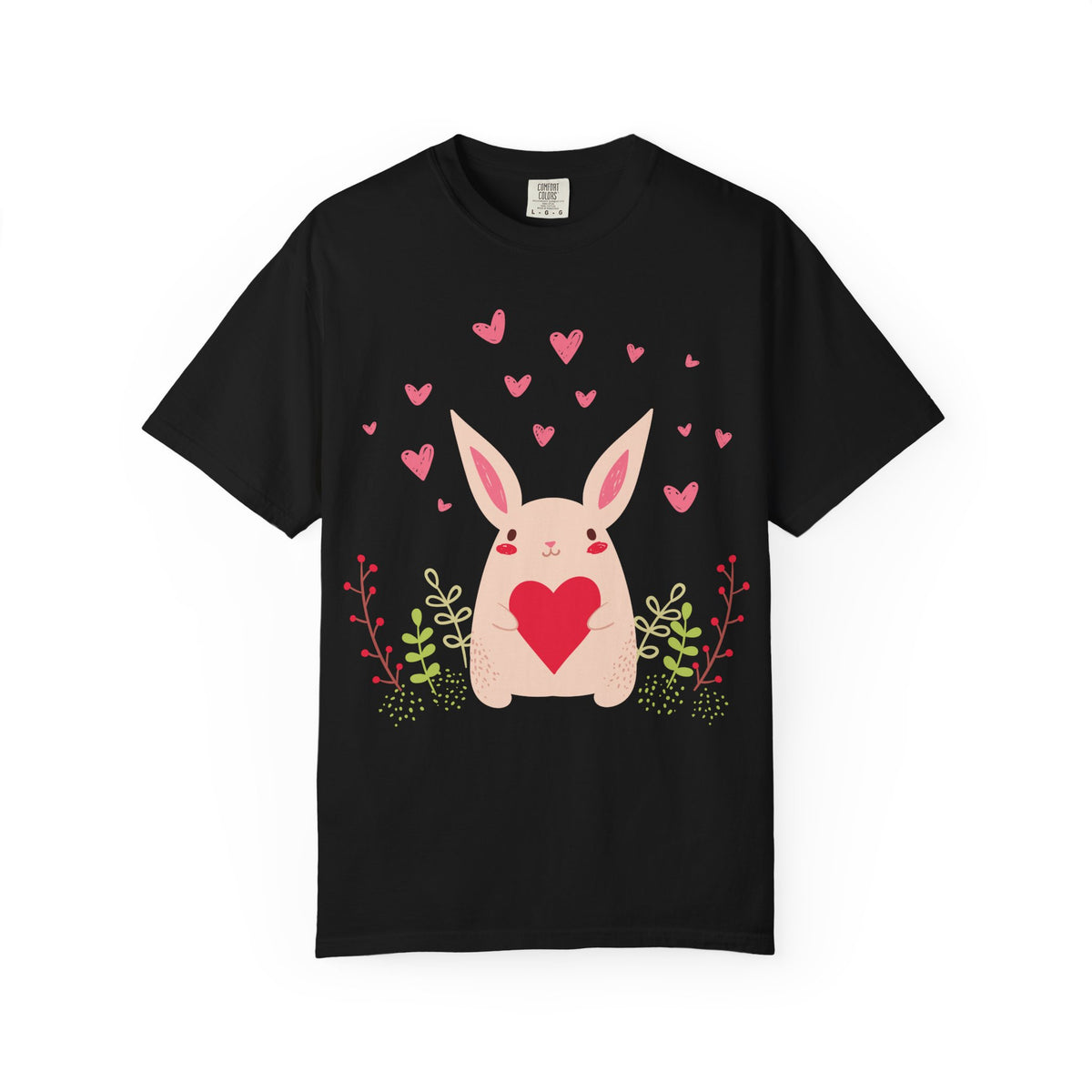 Easter Bunny Heart T-Shirt, Tee Shirt with Easter Signature, T Shirt with Easter Prints, Tee Shirt with Easter Design