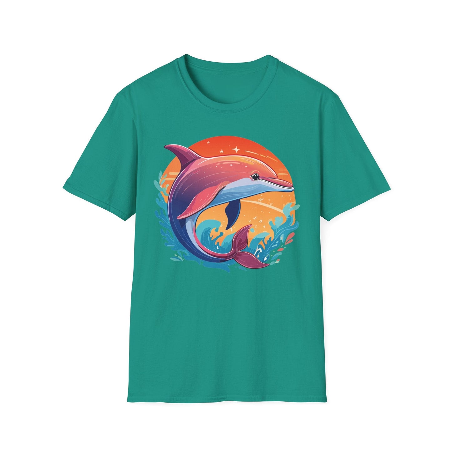 Dolphin Shirt Unisex Tee 100 Percent Ring Spun Cotton Softstyle Gildan 64000 Comfort Fit