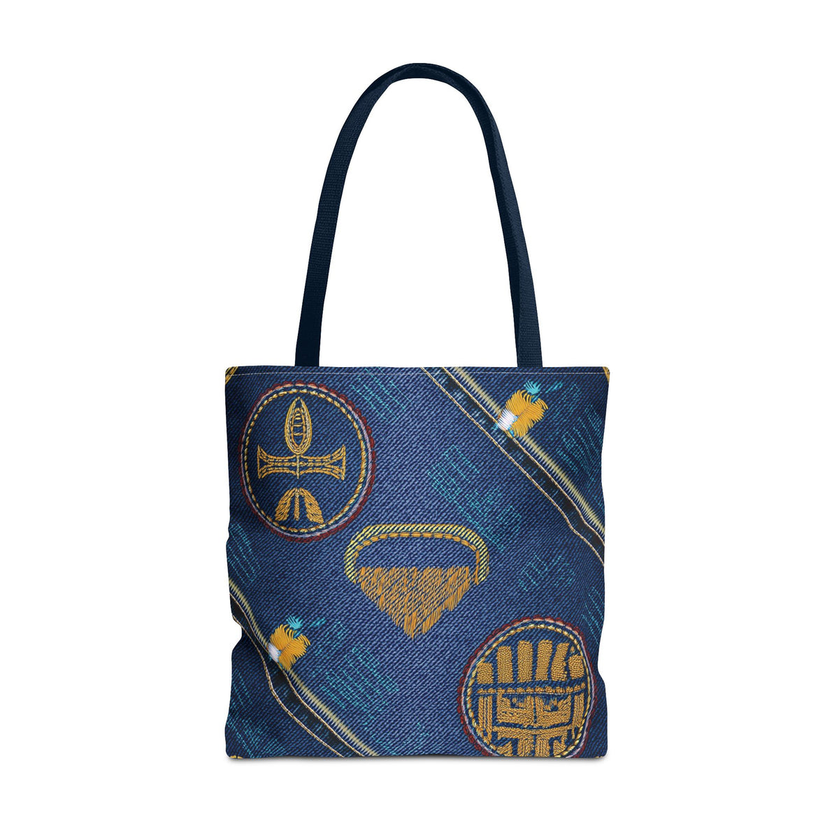 Denim Fabric Imitation Print Unisex Canvas Bag Poly Spun 3 Sizes Tote Bag 188-2