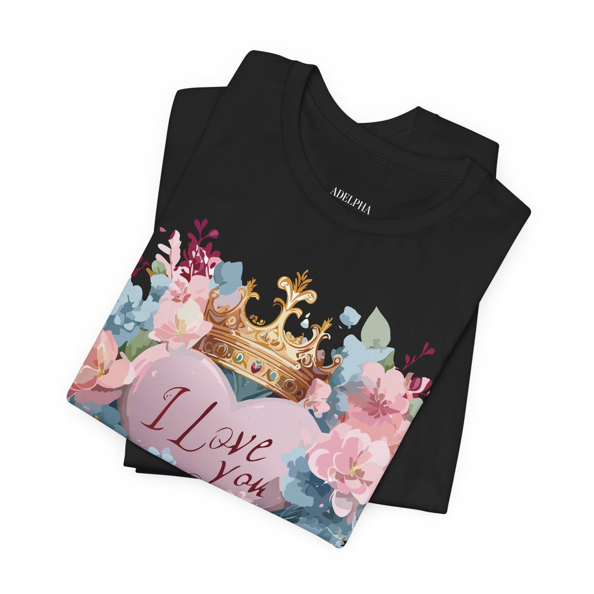 Valentine's Day Graphic Unisex Cotton Bella+Canvas Tee with Floral Art Design d105