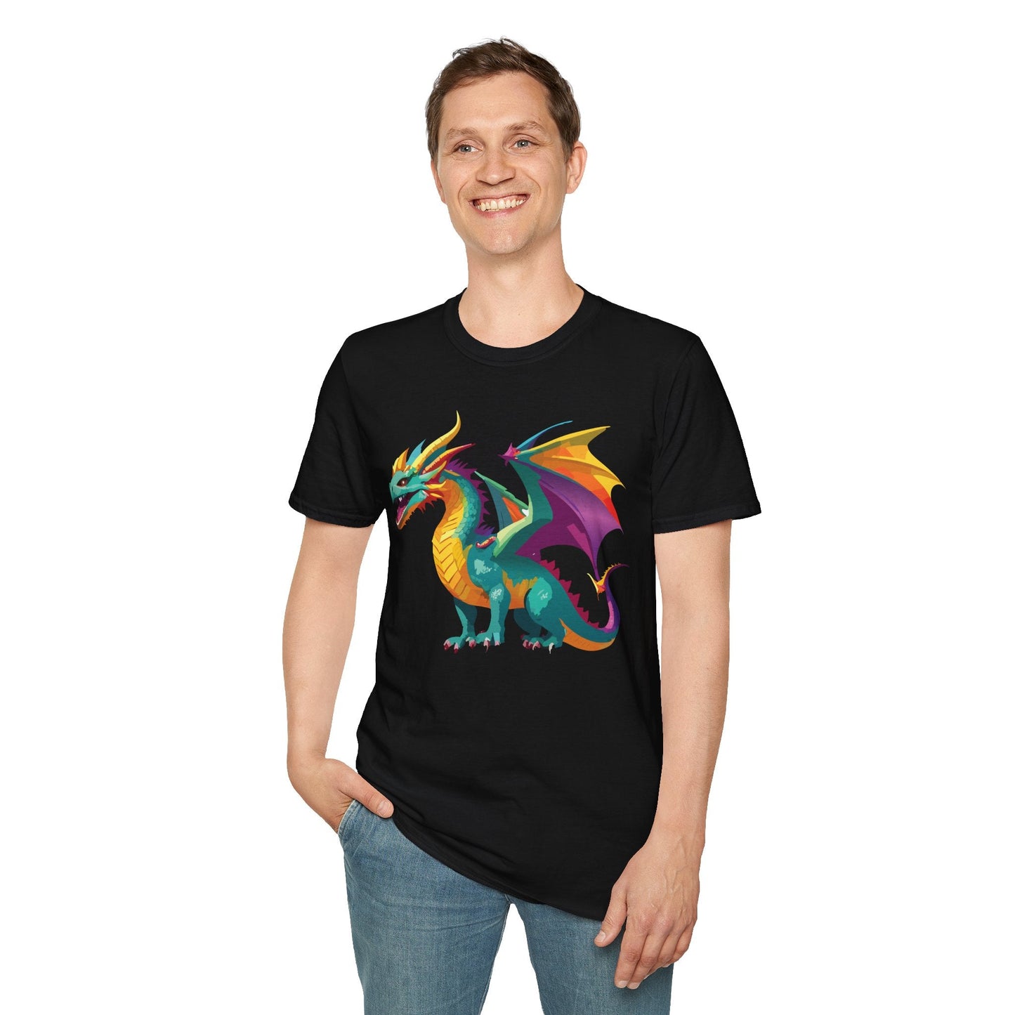 Dragon Graphic Unisex Cotton Softstyle Art Design Tee With Animals 10
