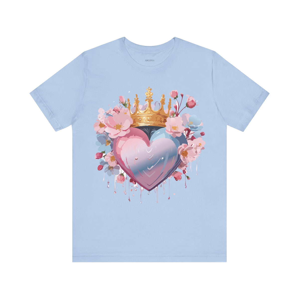 Valentine's Day Graphic Unisex Cotton Bella+Canvas Tee with Floral Art Design d131